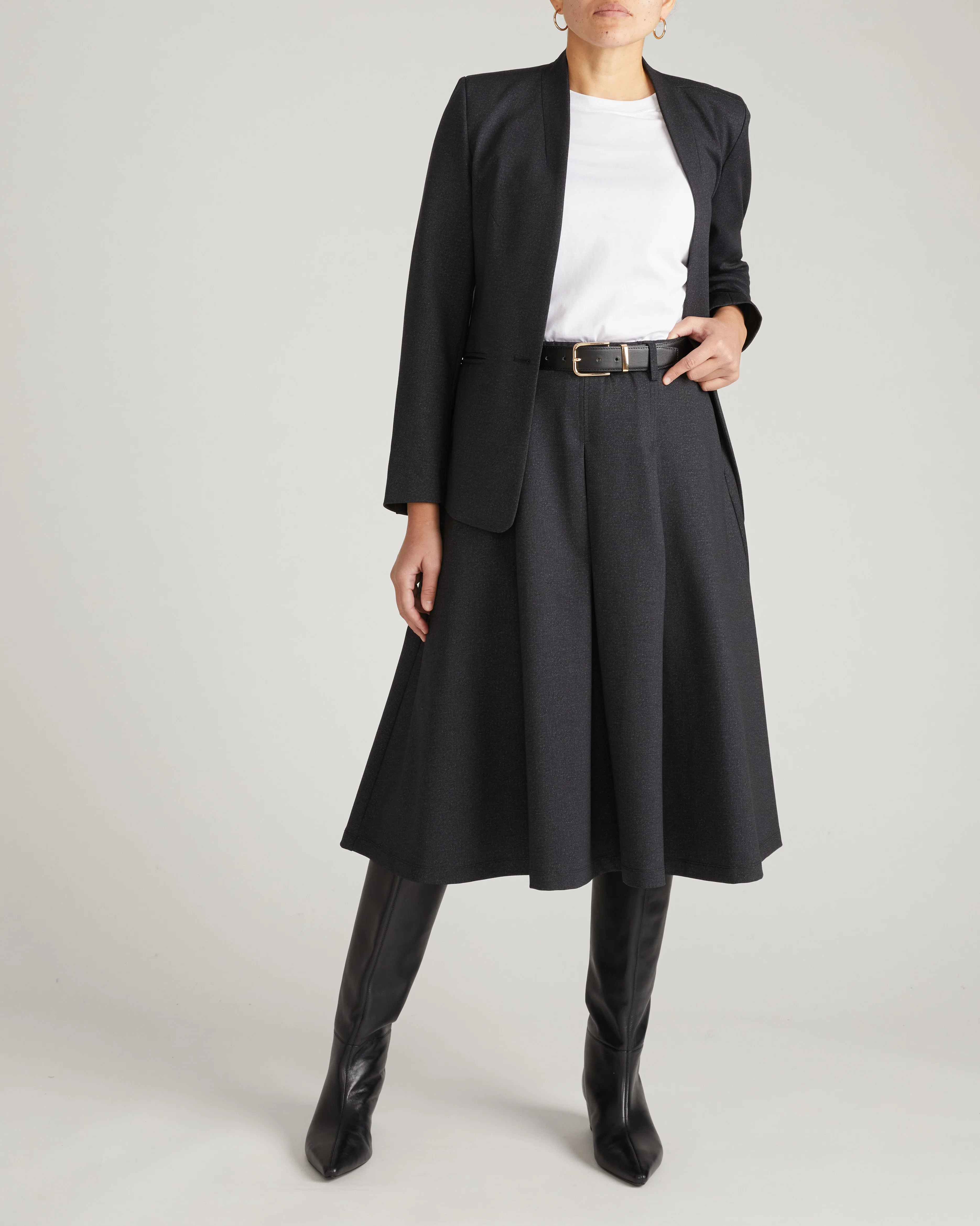PowerPonte Denim Pleated Skirt - Charcoal - Image 5