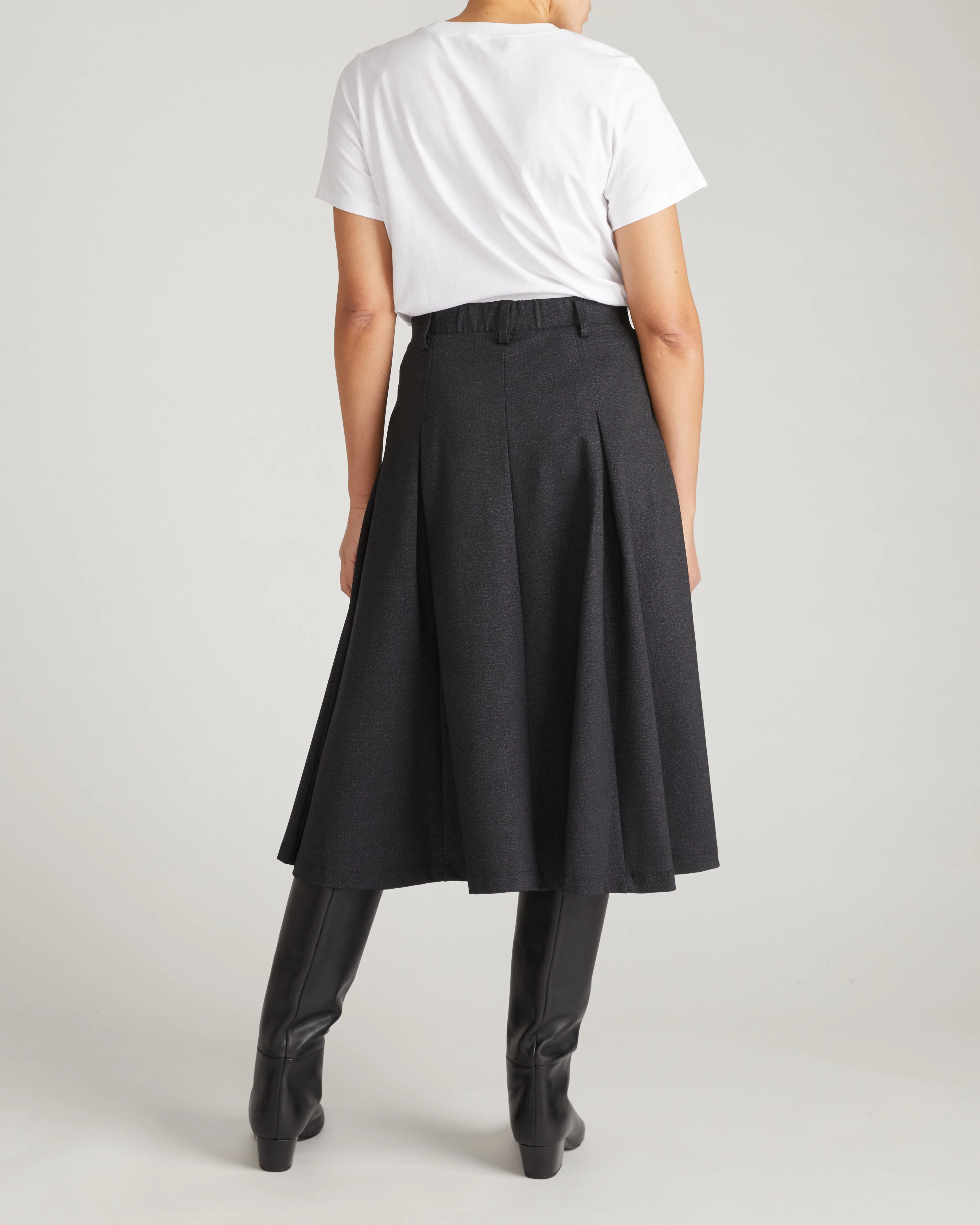 PowerPonte Denim Pleated Skirt - Charcoal - Image 8