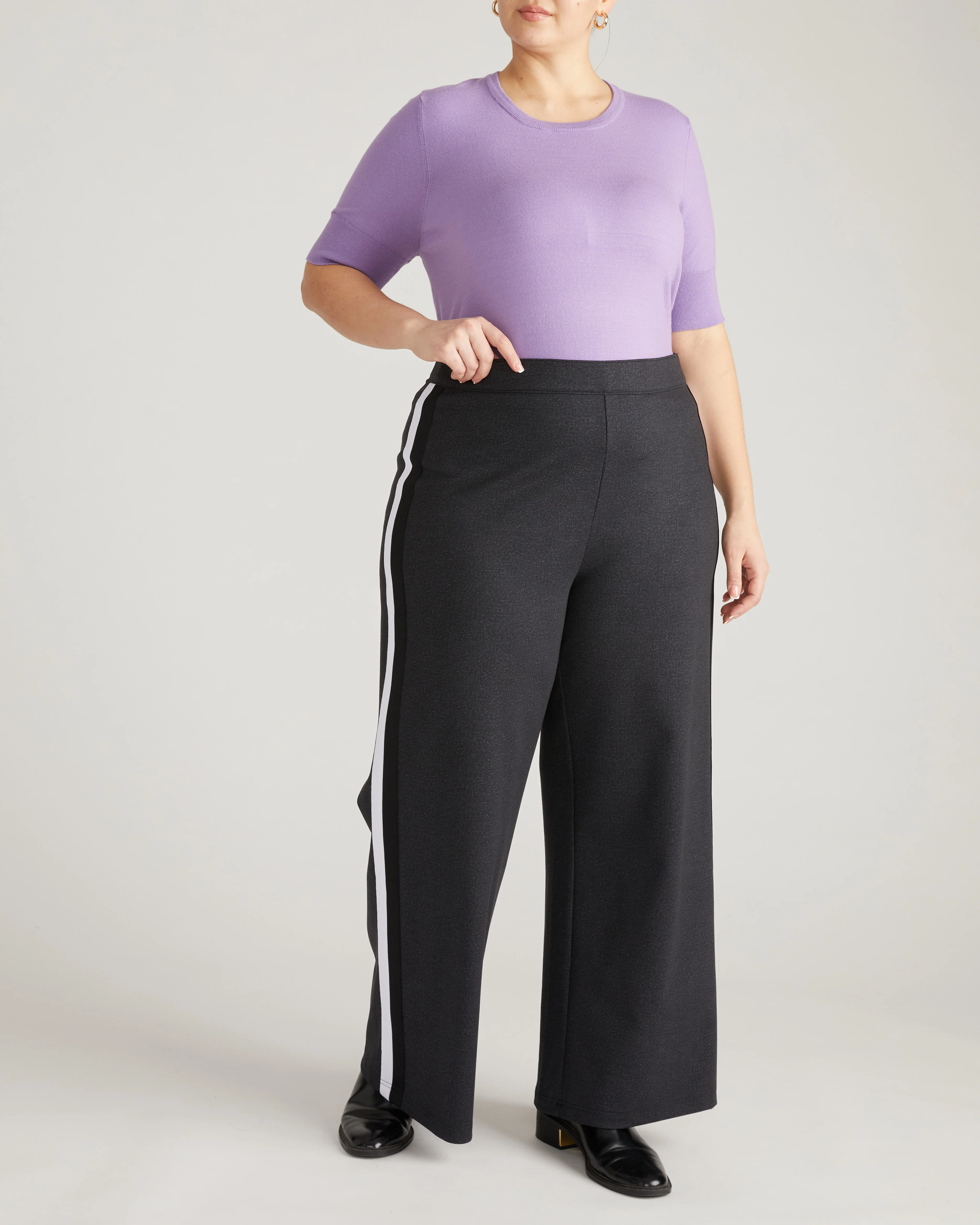 PowerPonte Denim Stephanie Pants - Charcoal with Black/White Stripe - Image 6