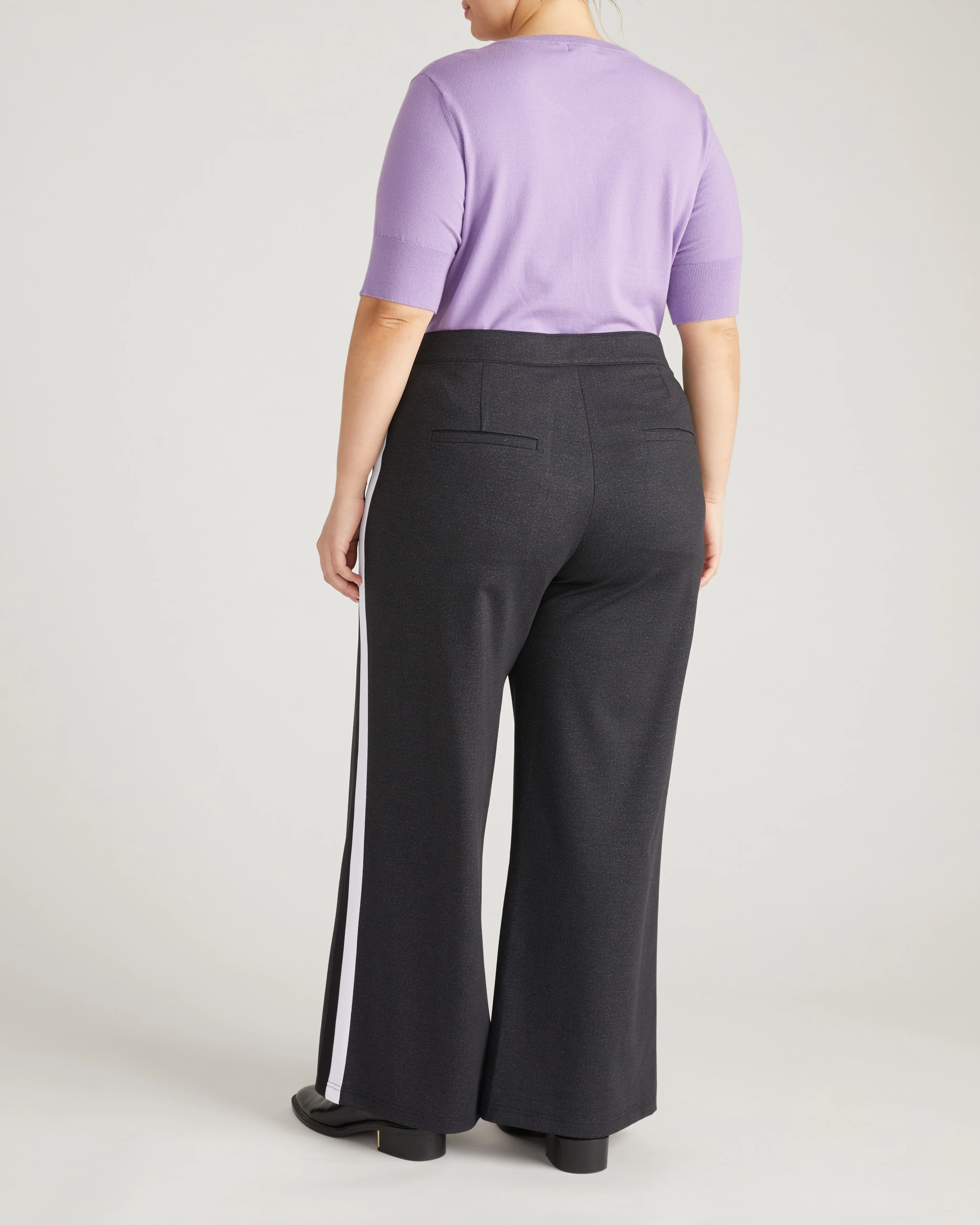 PowerPonte Denim Stephanie Pants - Charcoal with Black/White Stripe - Image 8