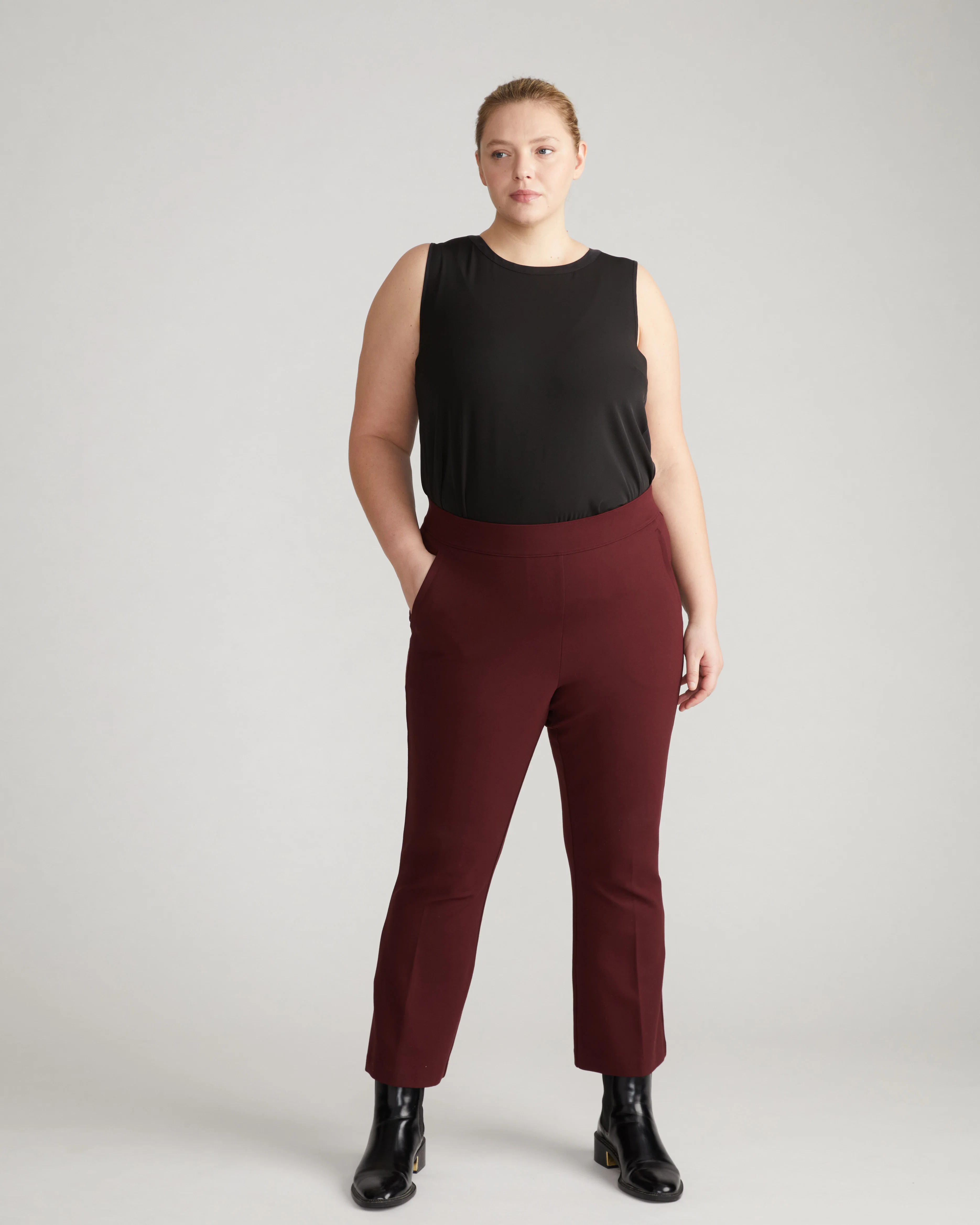 Prestige Ponte Flared Pants - Black Cherry - Image 6