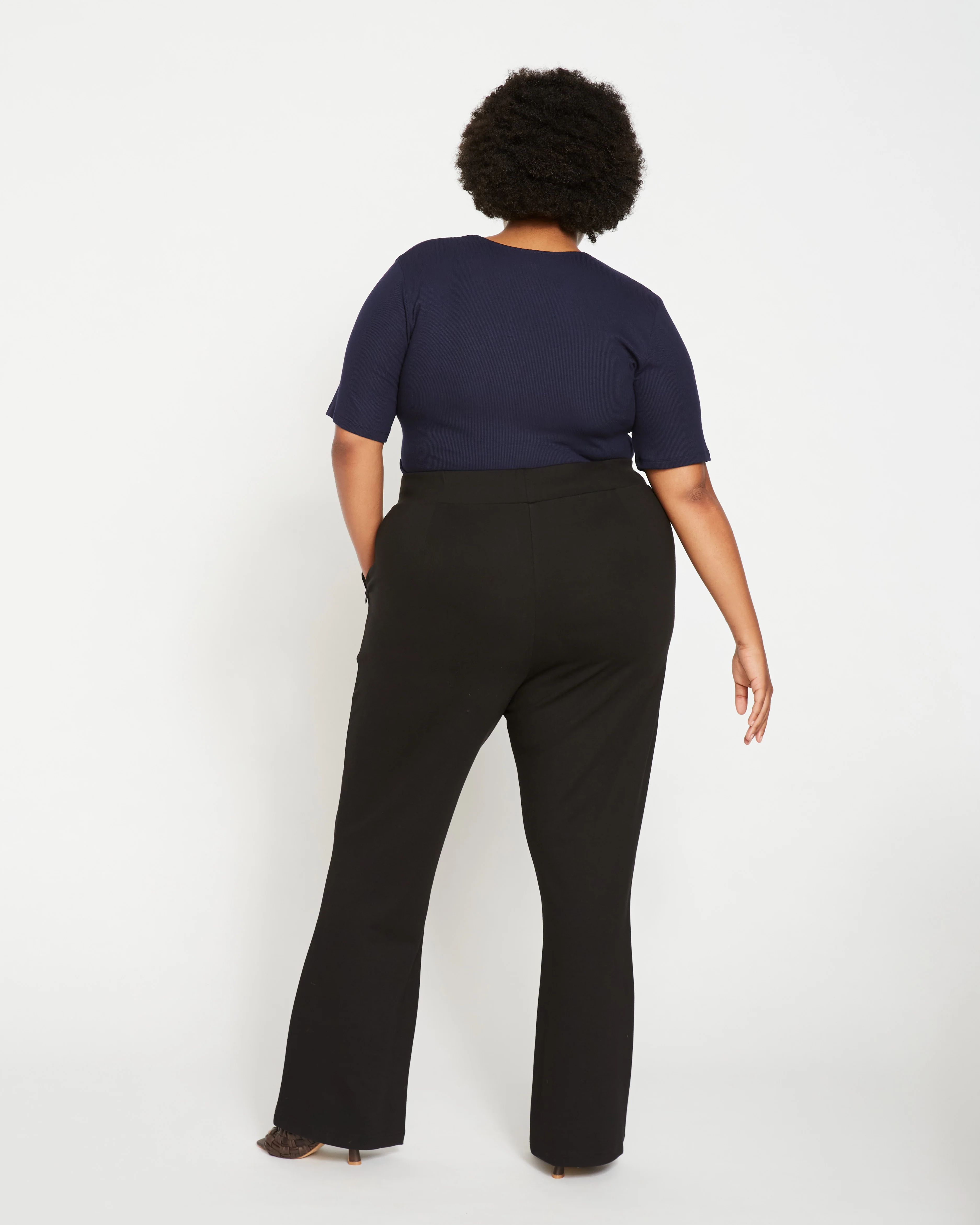 Pull On Bootcut Ponte Pants - Black - Image 5