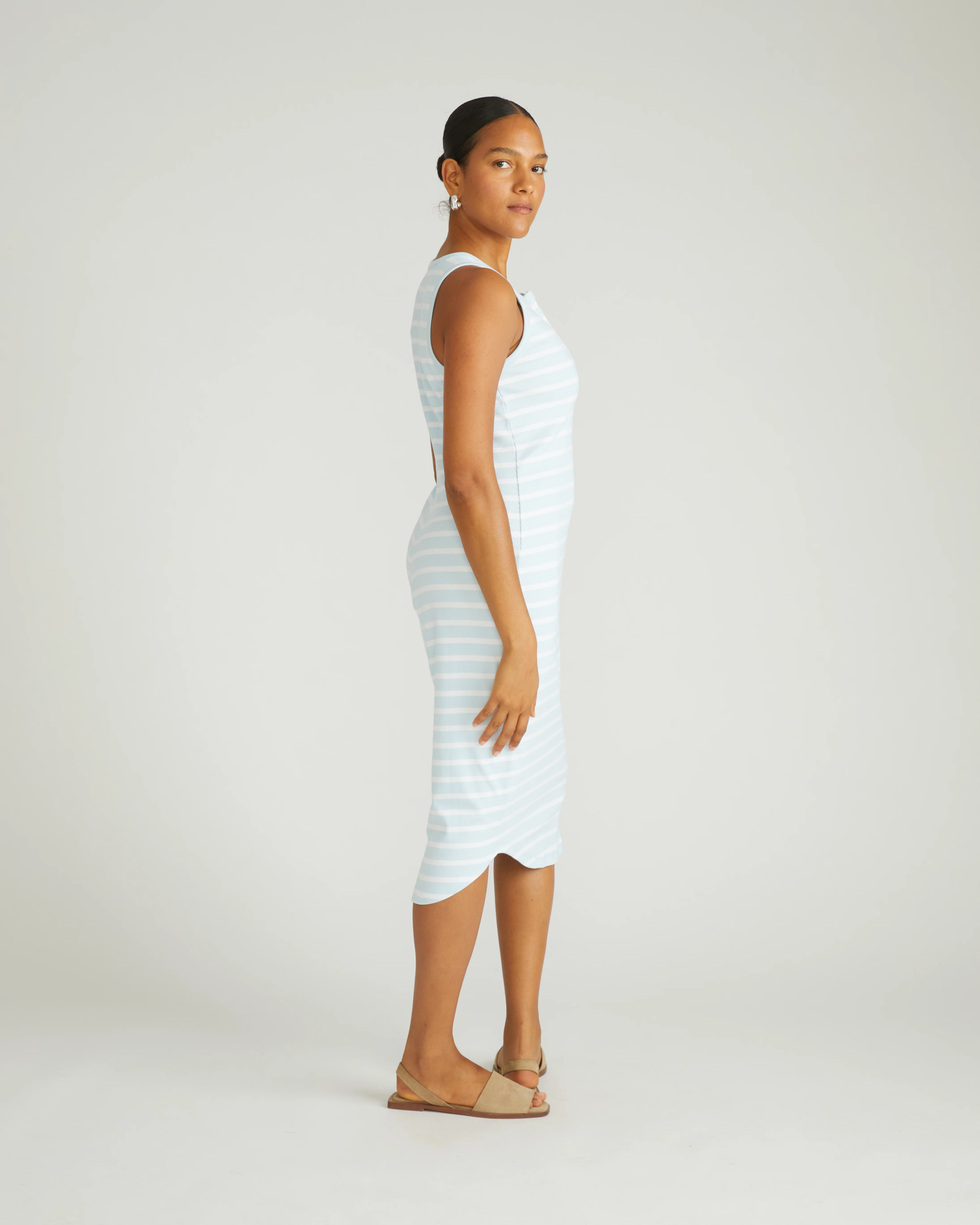 Romera Ribbed Dress - Clear Sky/White Stripe - Image 3