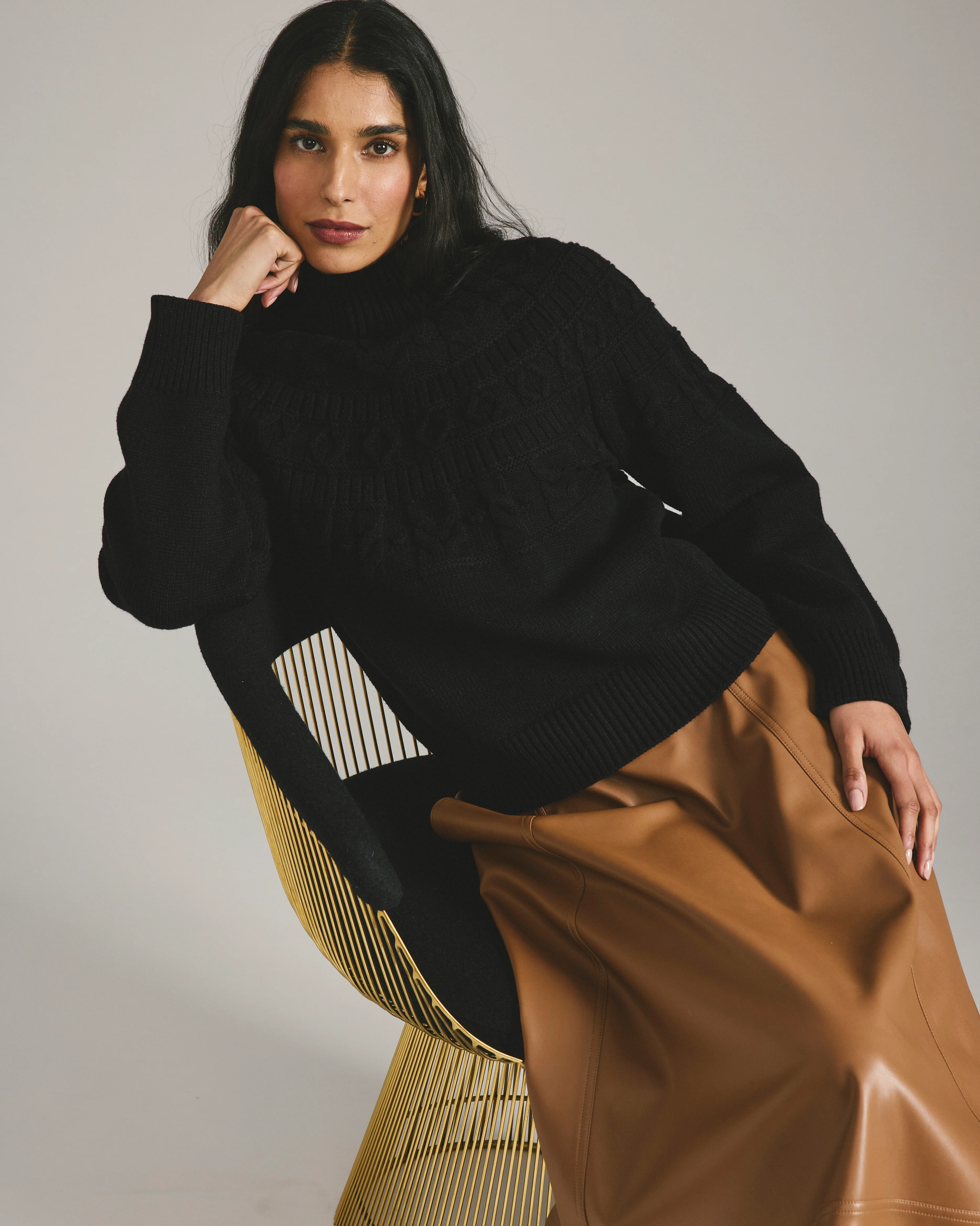 Safiya Cable Knit Sweater - Black - Image 3