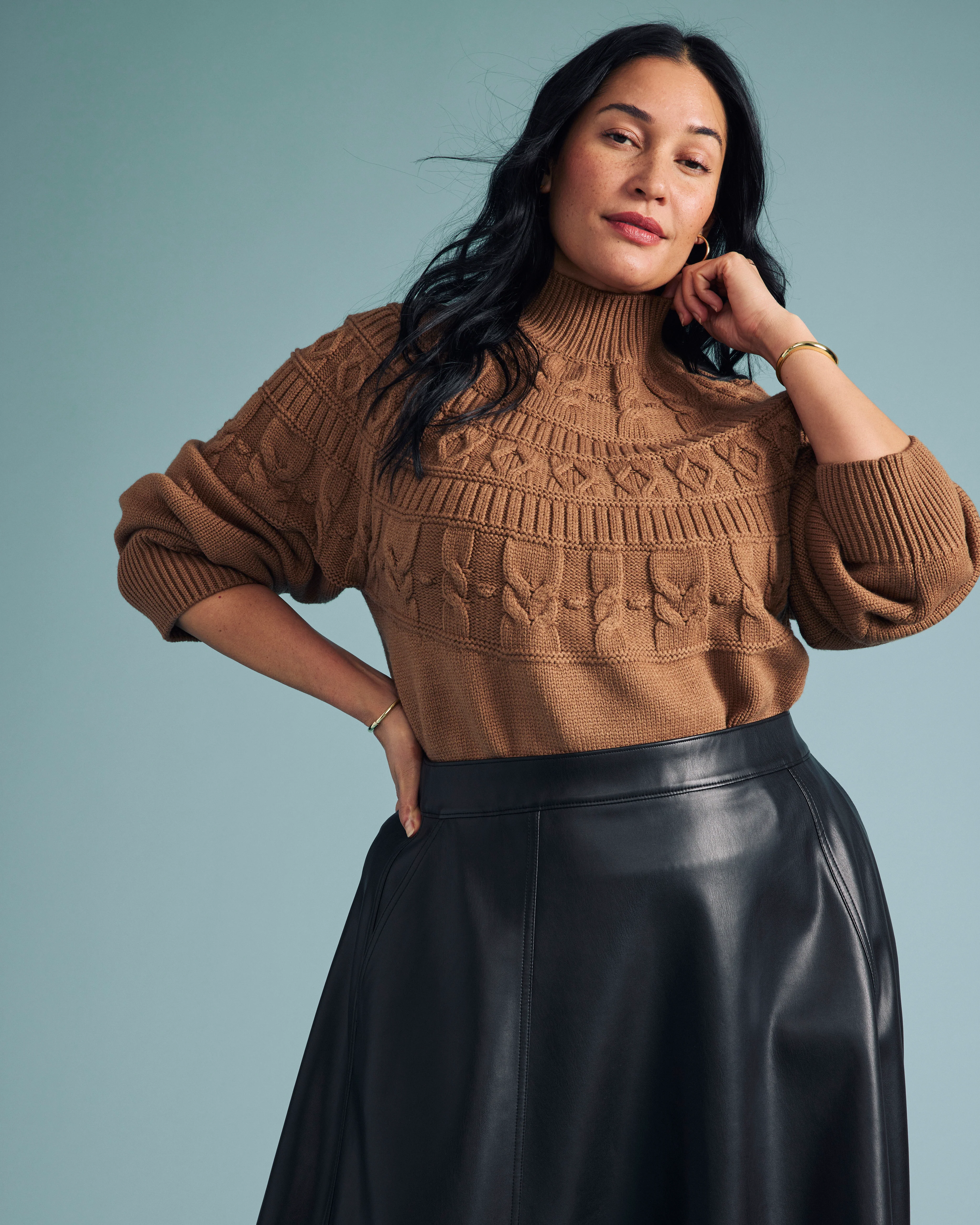 Safiya Cable Knit Sweater - Classic Camel