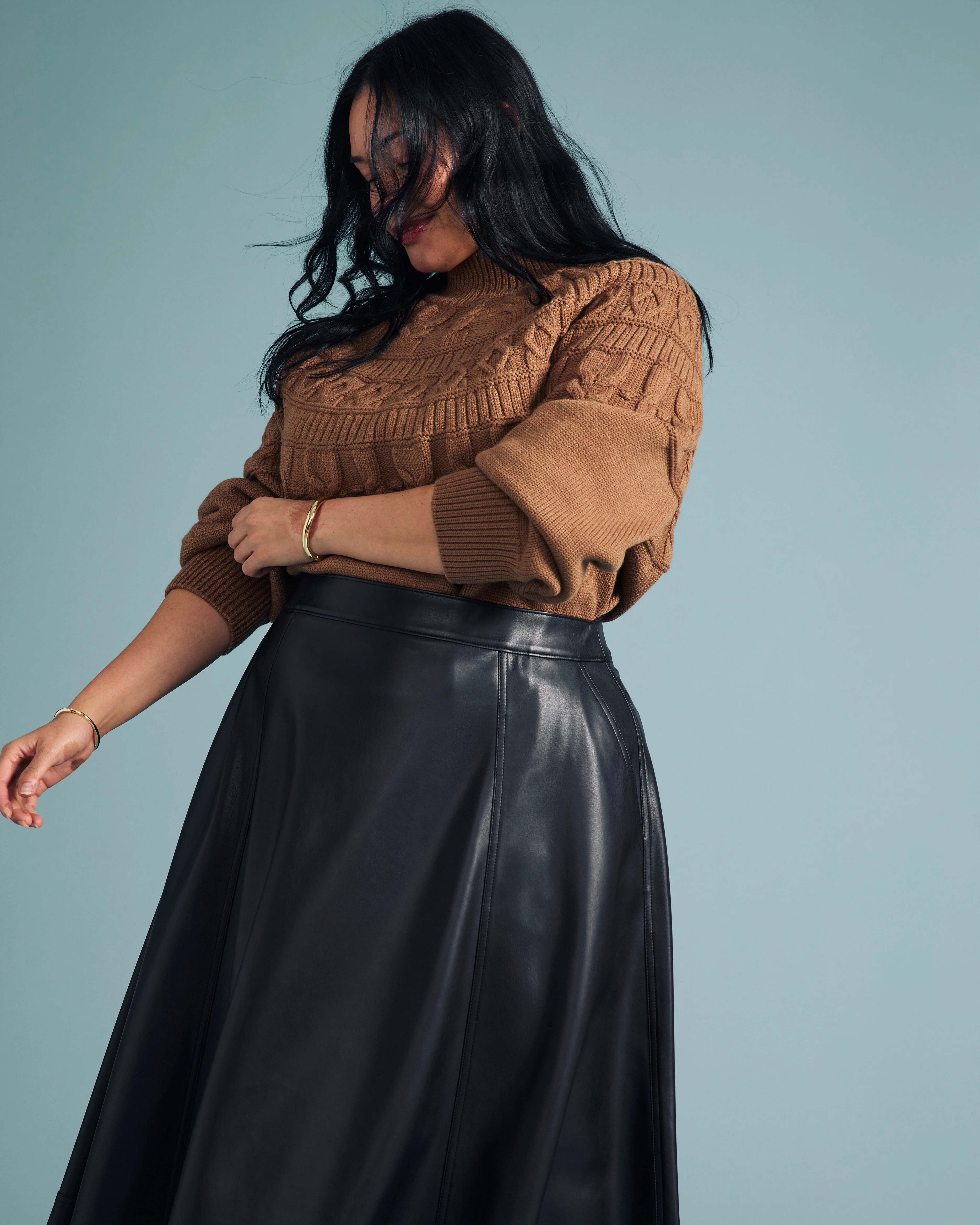Safiya Cable Knit Sweater - Classic Camel - Image 3