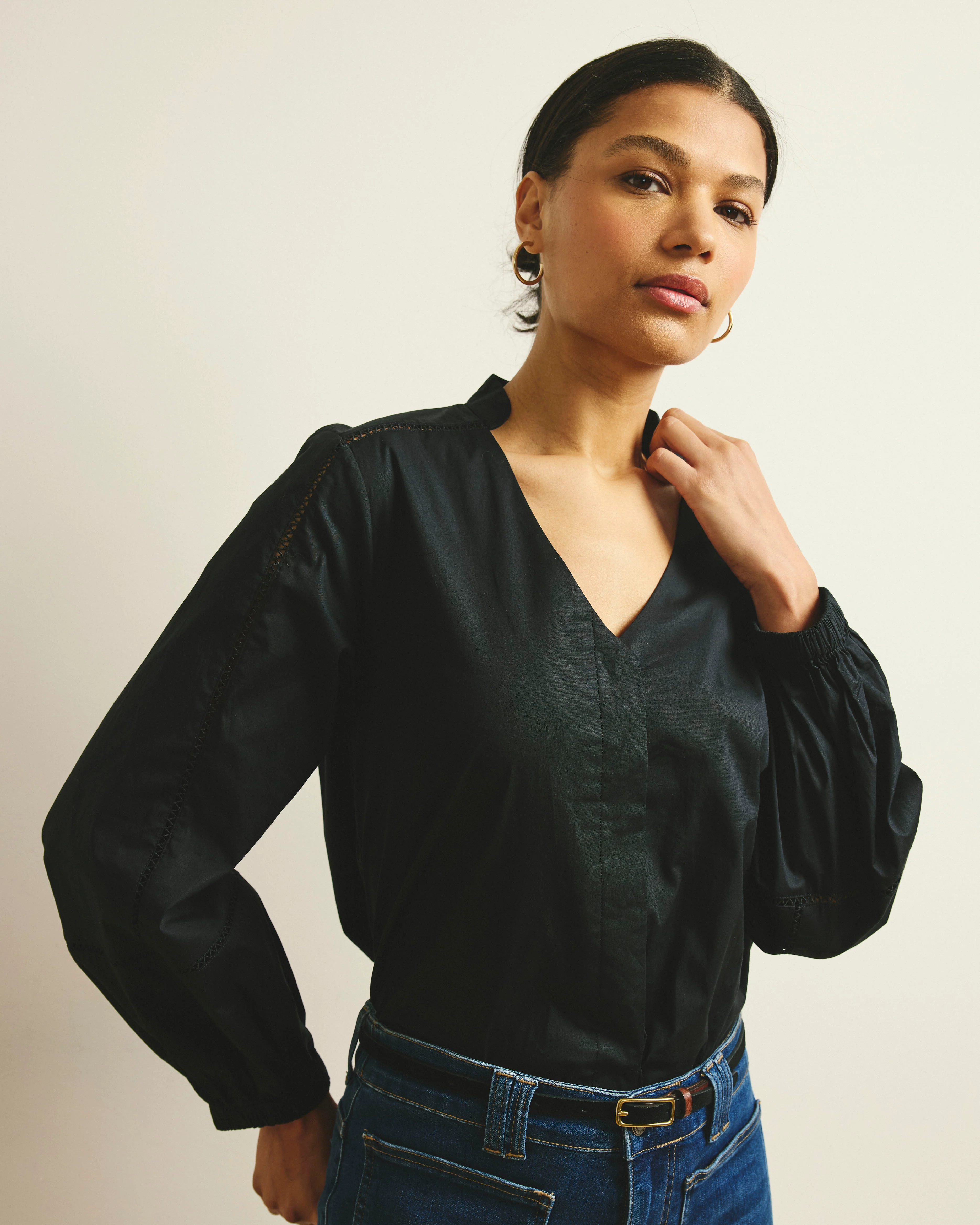 Saint-Honore Poplin Blouse - Black - Image 3