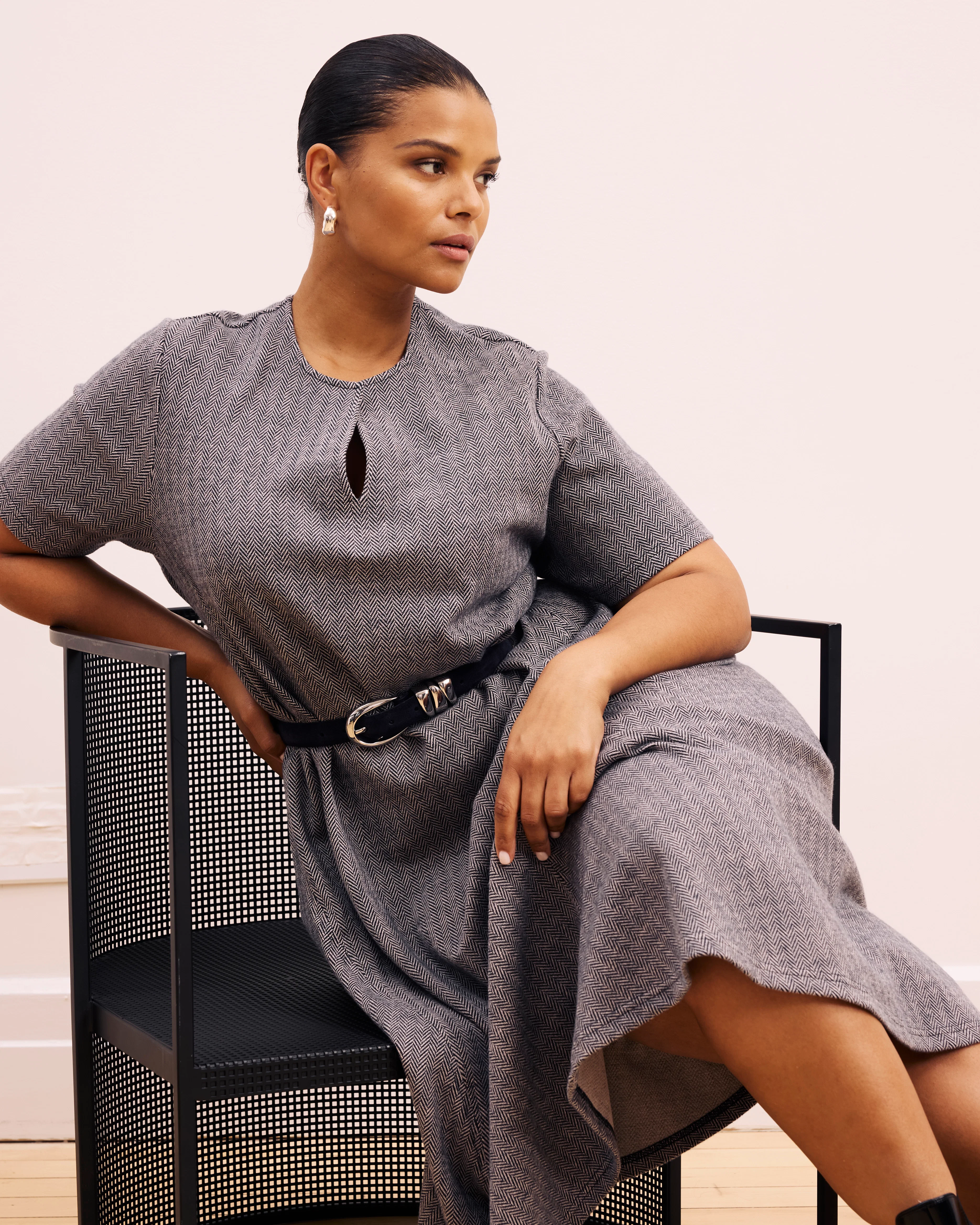 Saskia Ponte Dress - Herringbone Tweed - Image 2