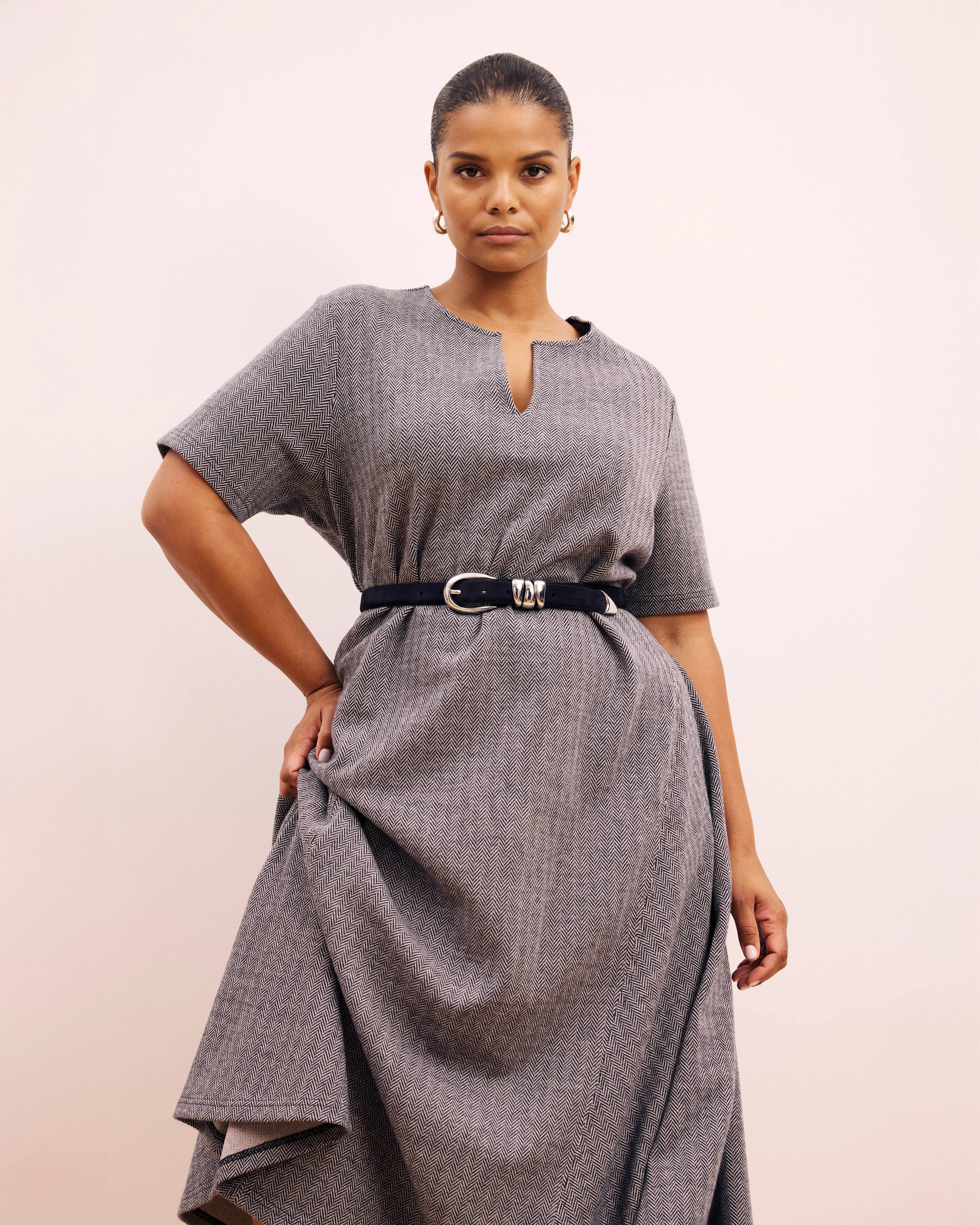 Saskia Ponte Dress - Herringbone Tweed - Image 3