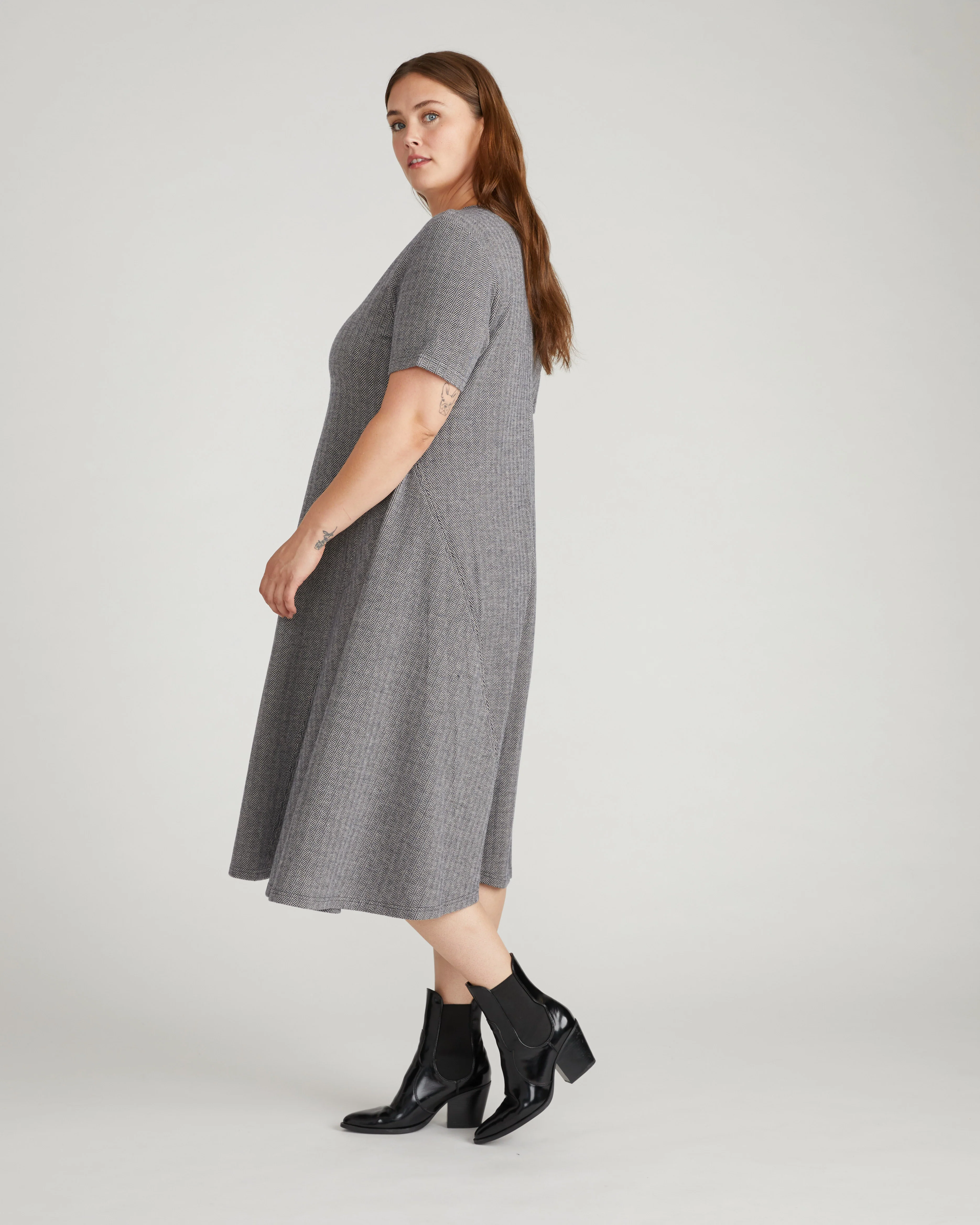Saskia Ponte Dress - Herringbone Tweed - Image 8