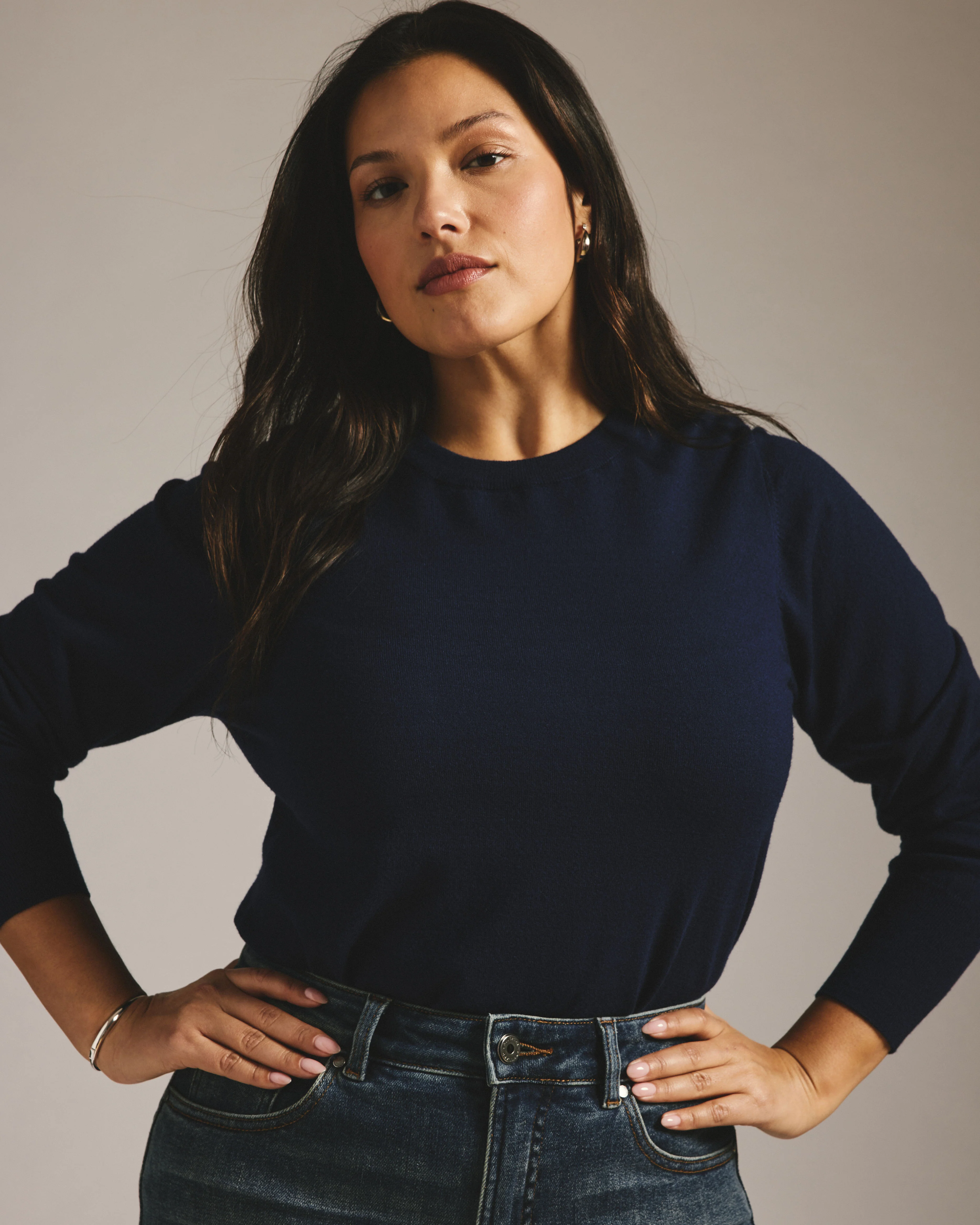 Savvy Fine Knit Crew Sweater - Midnight - Image 2