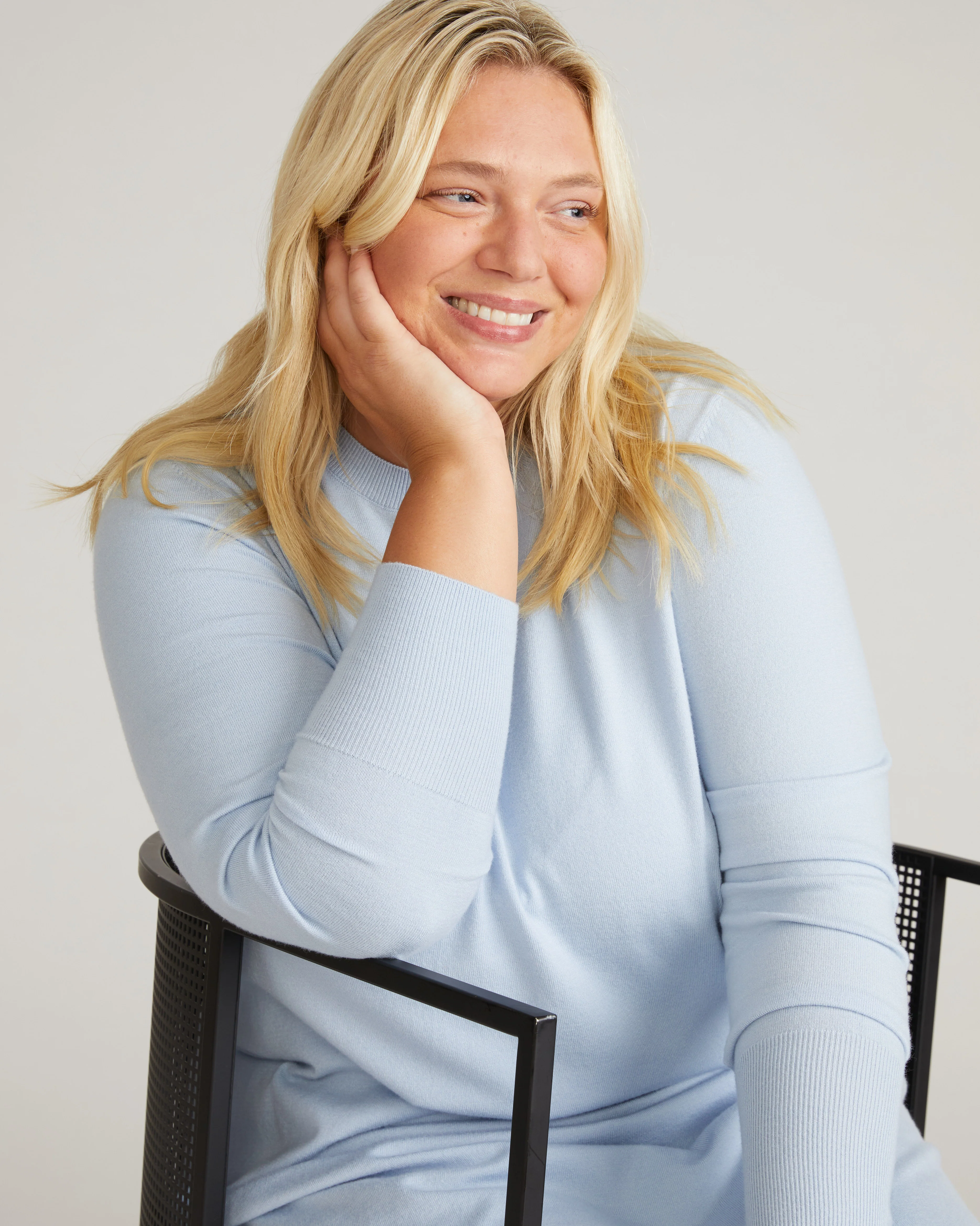 Savvy Fine Knit Everyday Sweater Dress - Silver Blue - Image 2