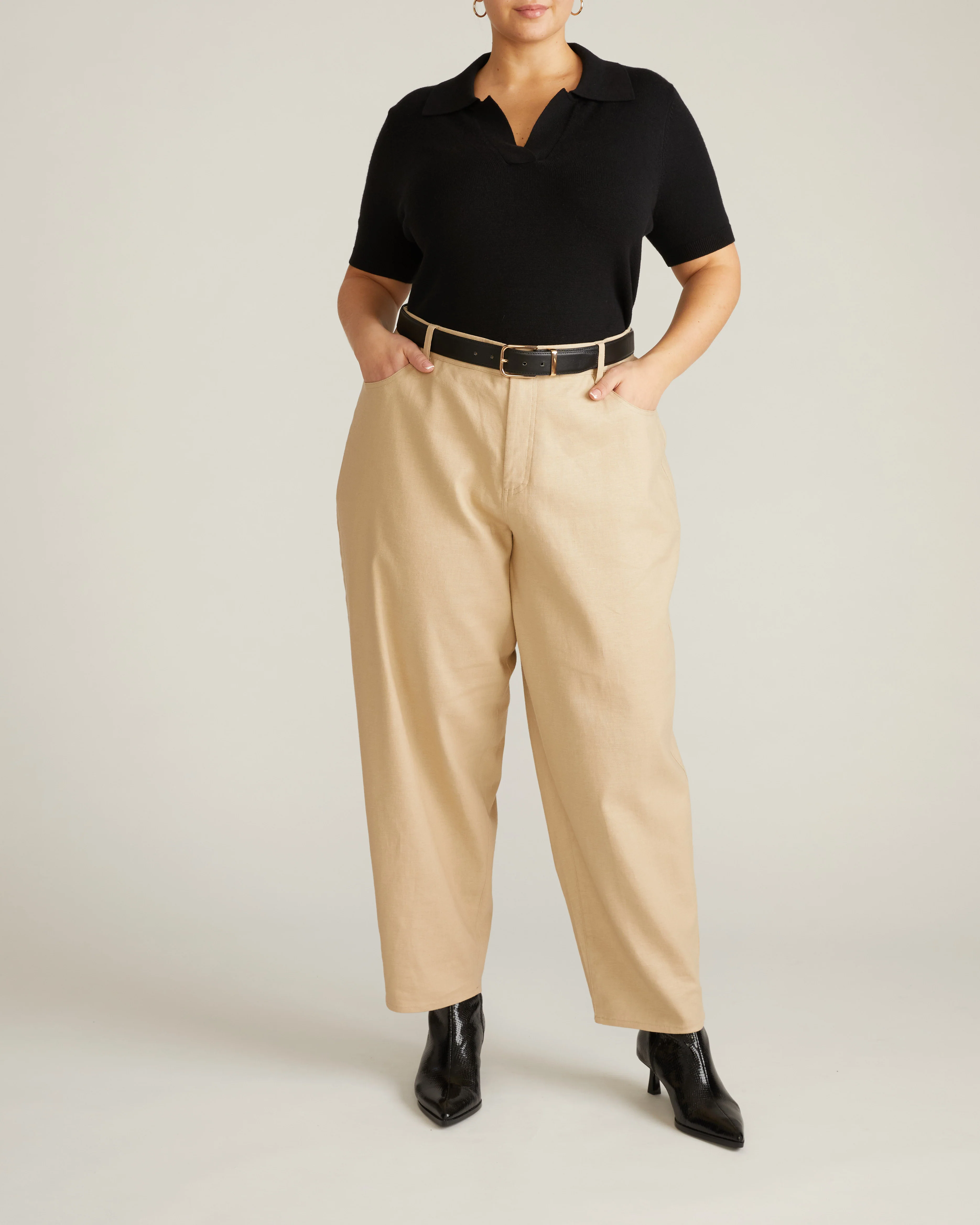 Savvy Fine Knit Short Sleeve Polo Sweater - Black - Image 2