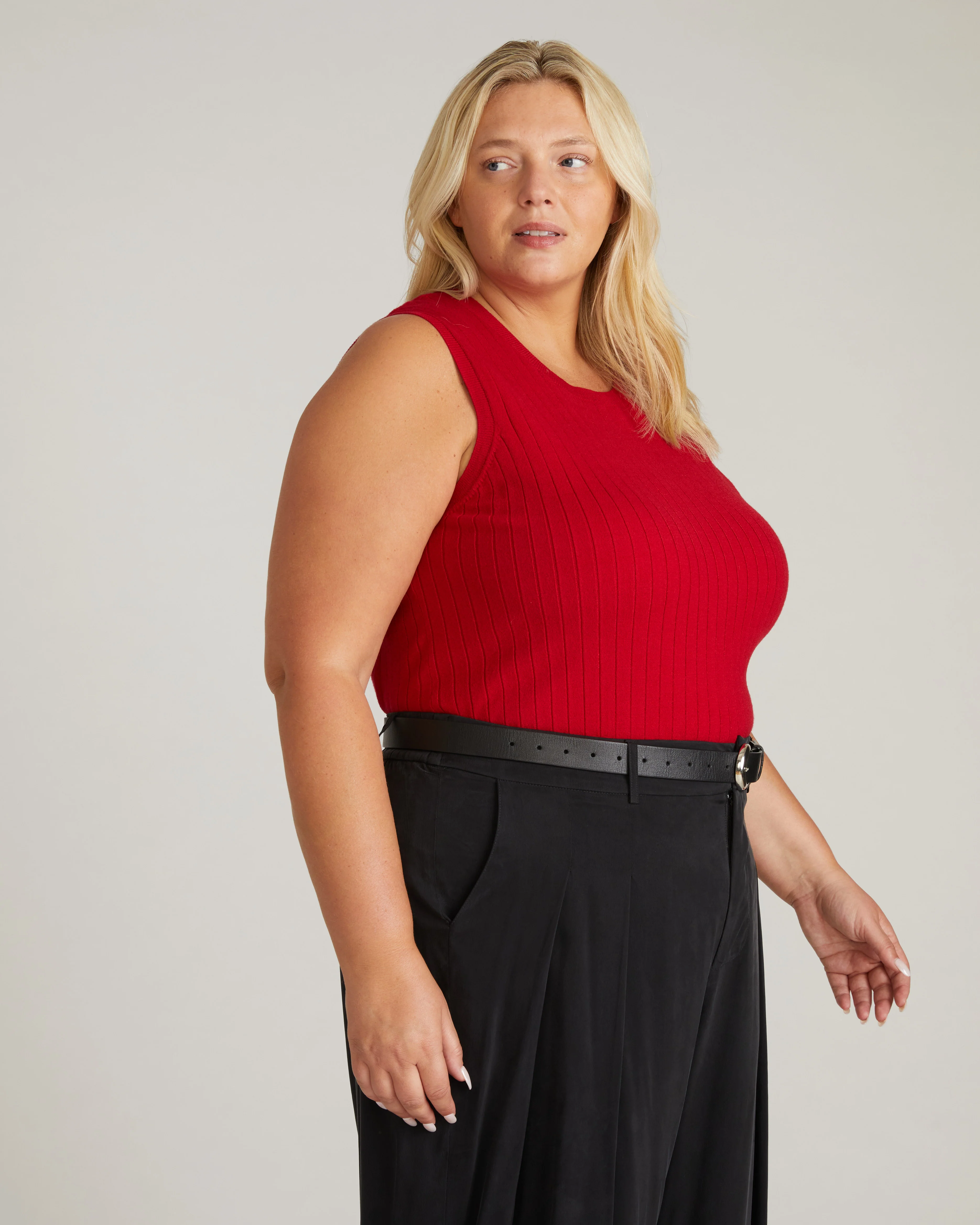 Savvy Fine Knit Sweater Shell - Carmine - Image 2