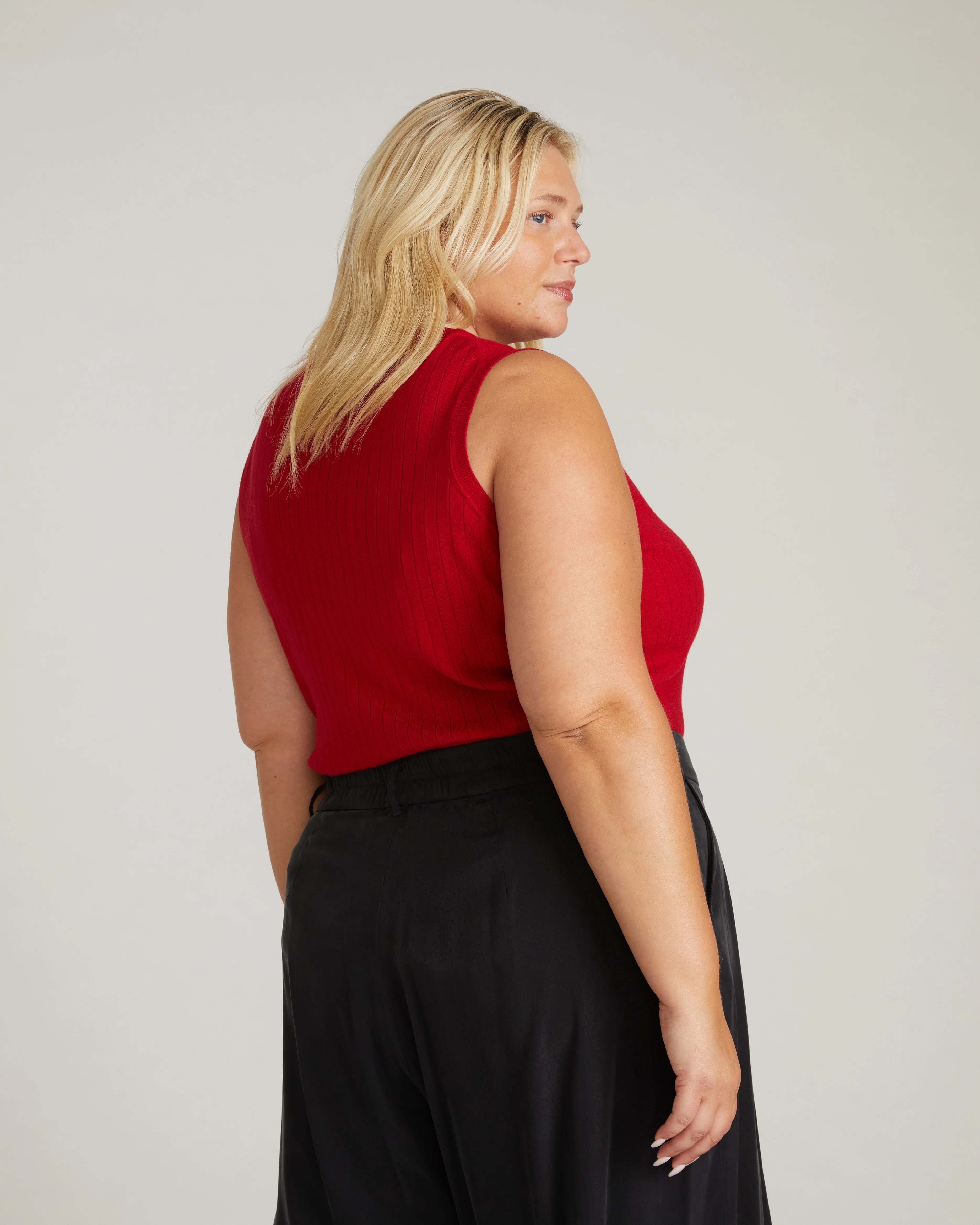 Savvy Fine Knit Sweater Shell - Carmine - Image 3