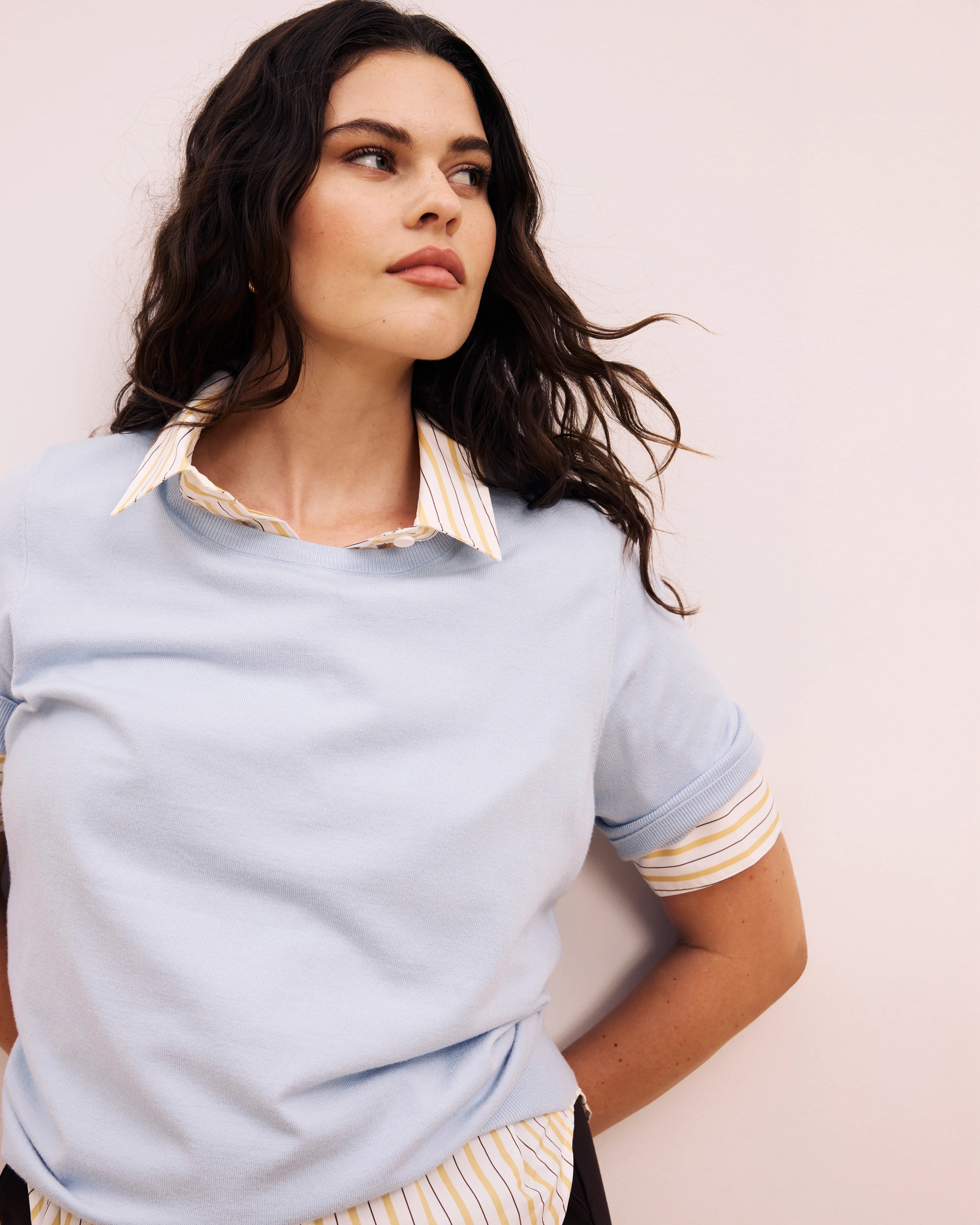 Savvy Fine Knit Sweater Top - Silver Blue - Image 7