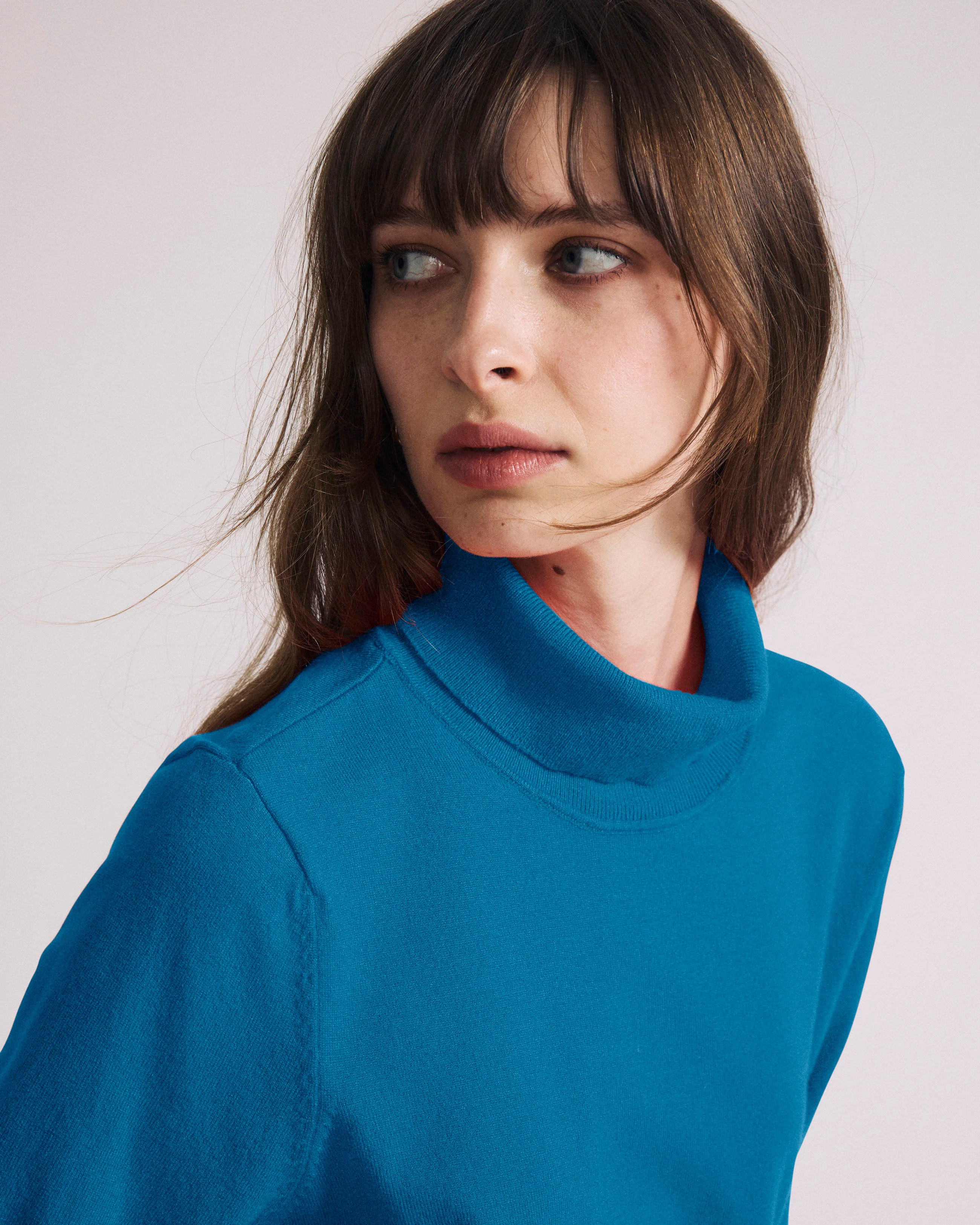 Savvy Fine Knit Turtleneck Sweater Top - Blue Beetle