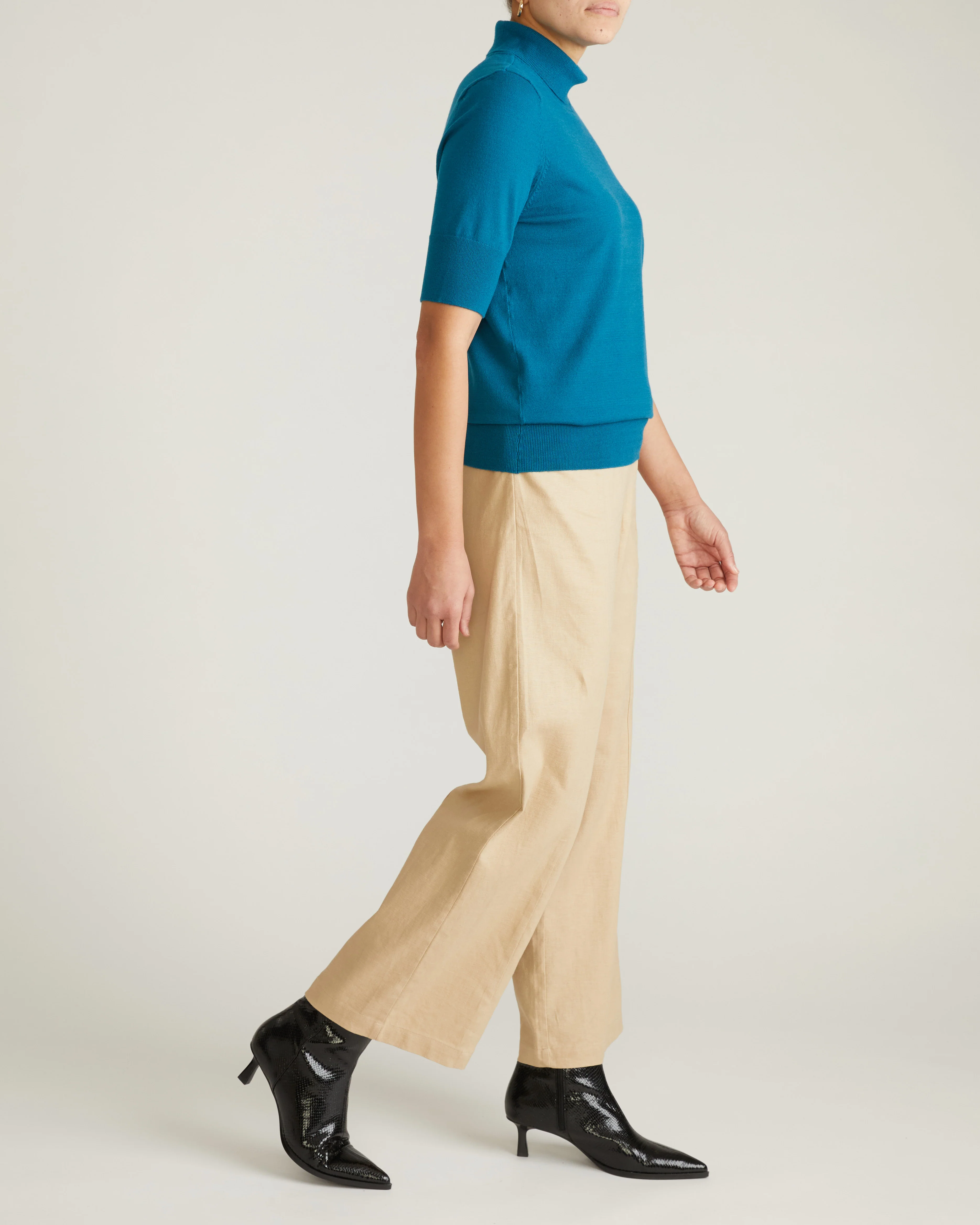 Savvy Fine Knit Turtleneck Sweater Top - Blue Beetle - Image 4