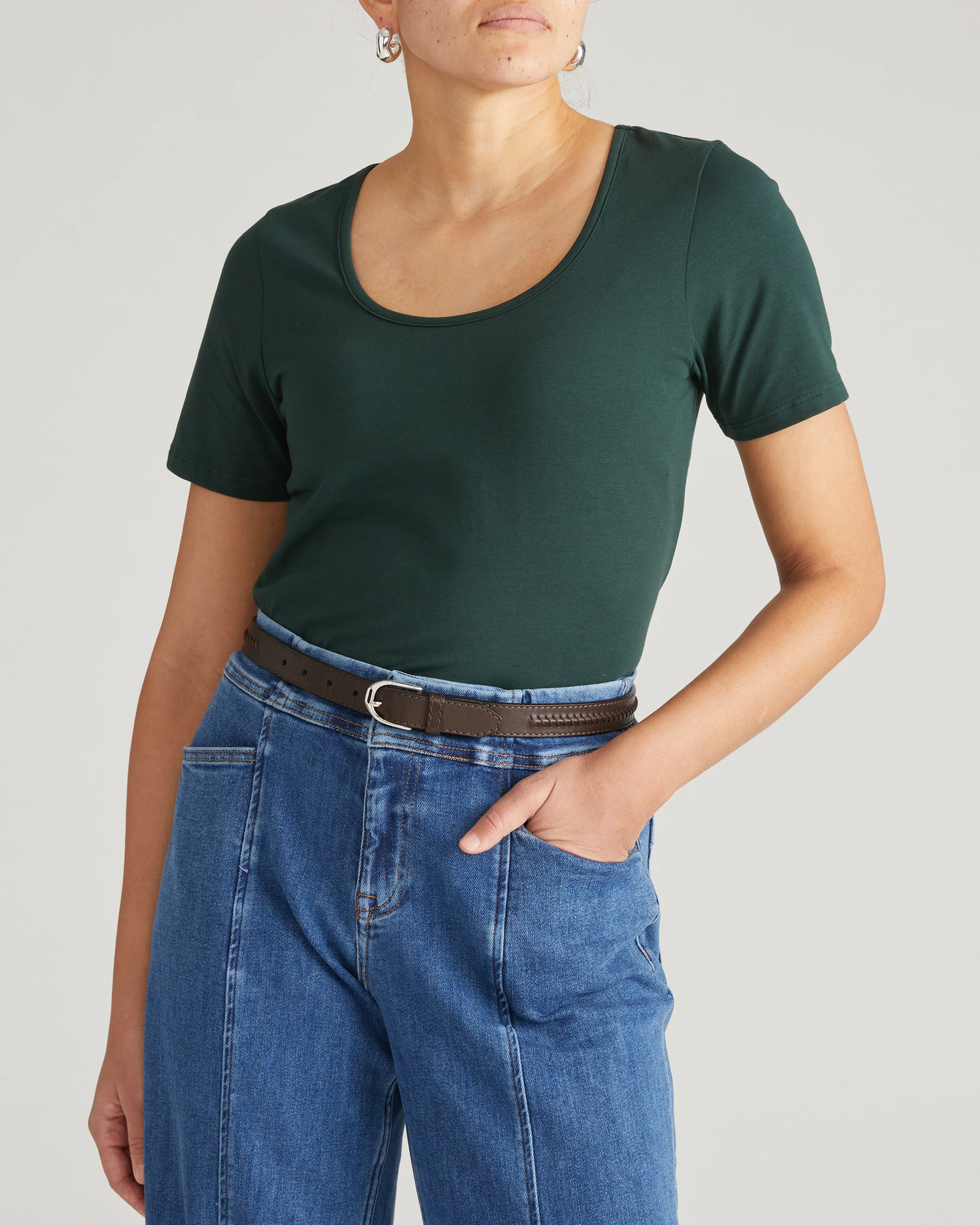 Scoop Neck Tee - Forest Green - Image 2