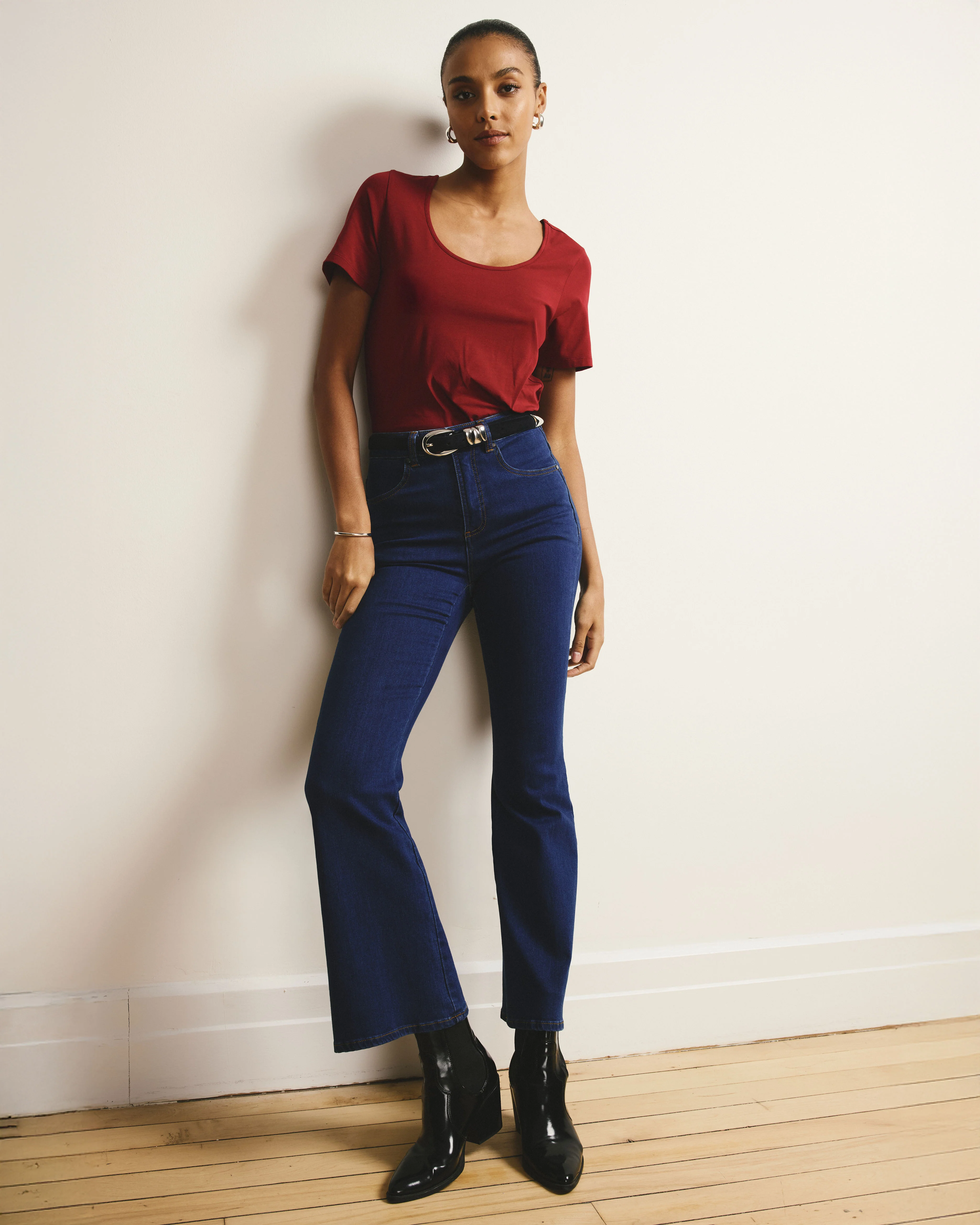 Scoop Neck Tee - Garnet - Image 3