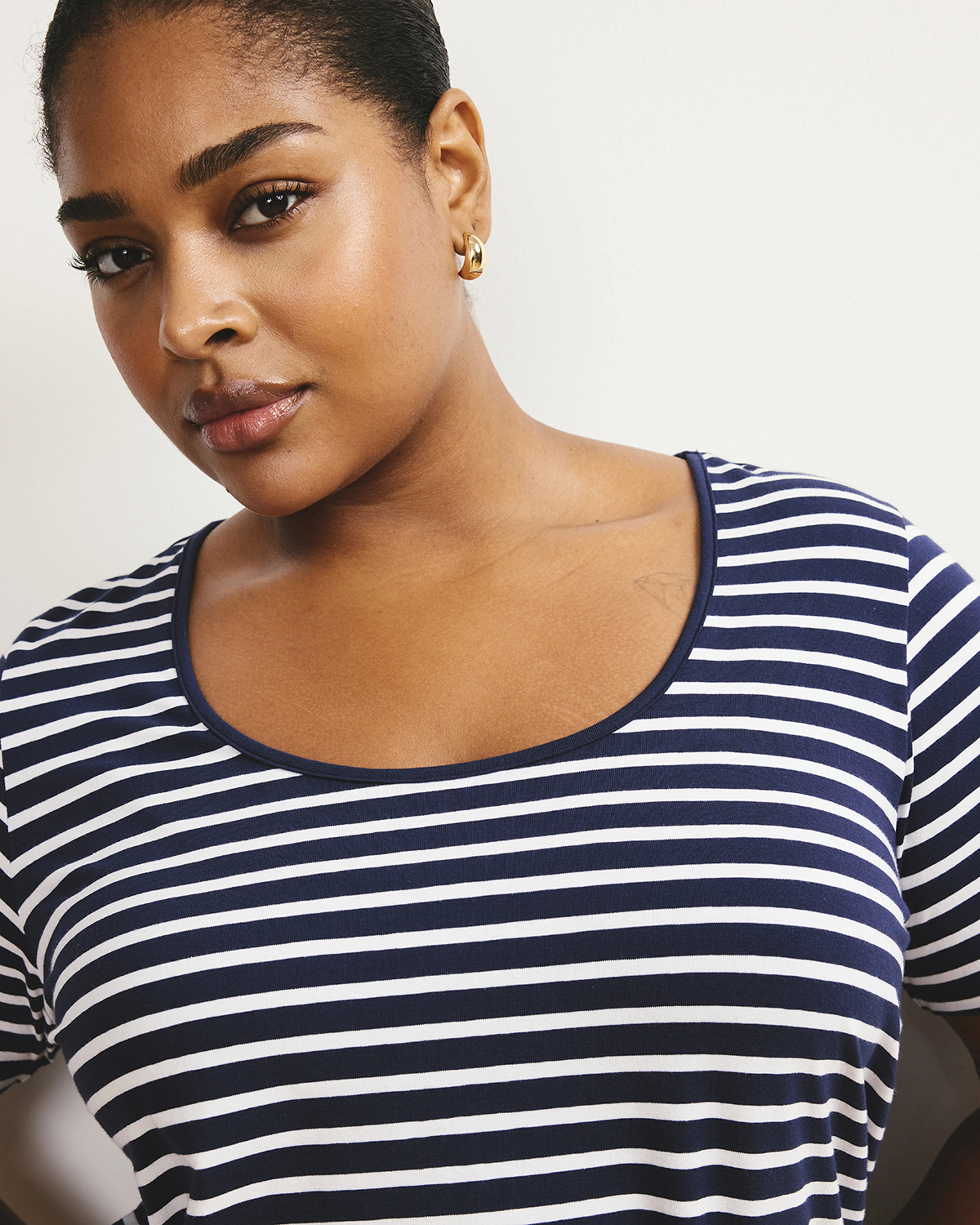 Scoop Neck Tee - Navy/White Stripe - Image 3