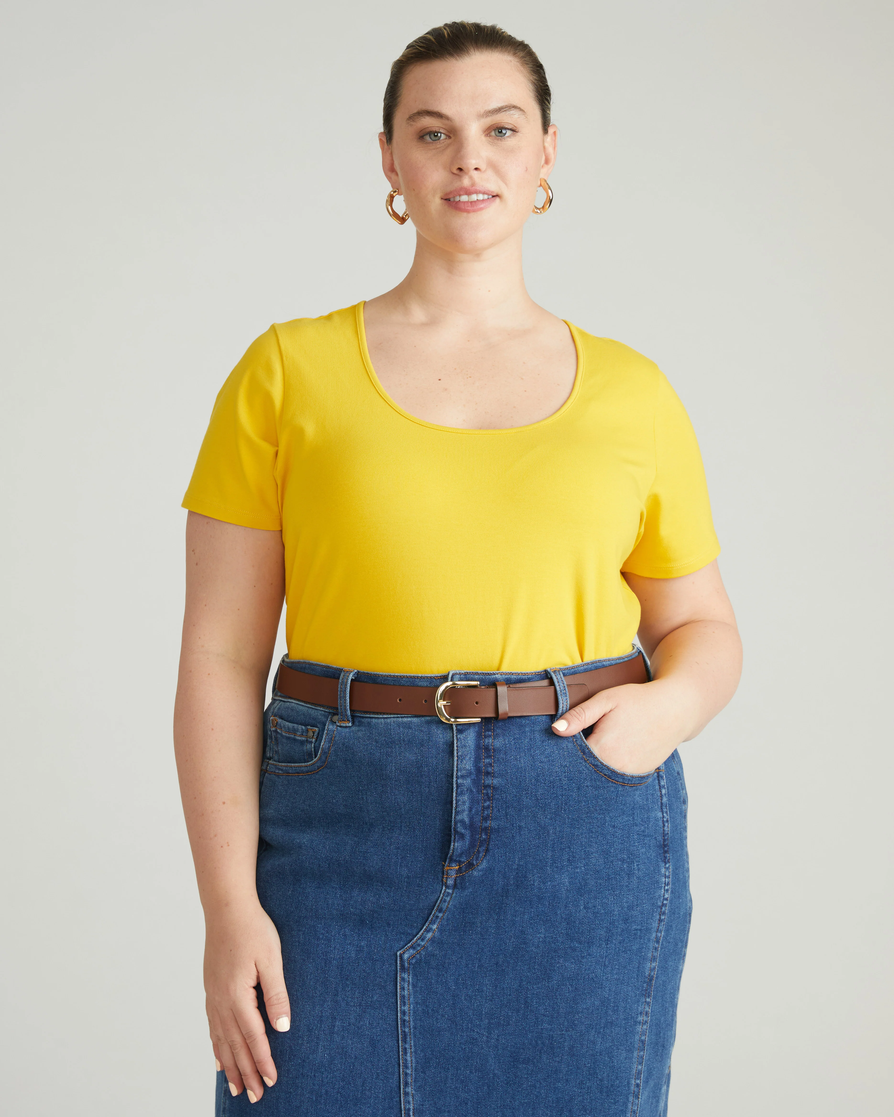 Scoop Neck Tee - Yellow - Image 2
