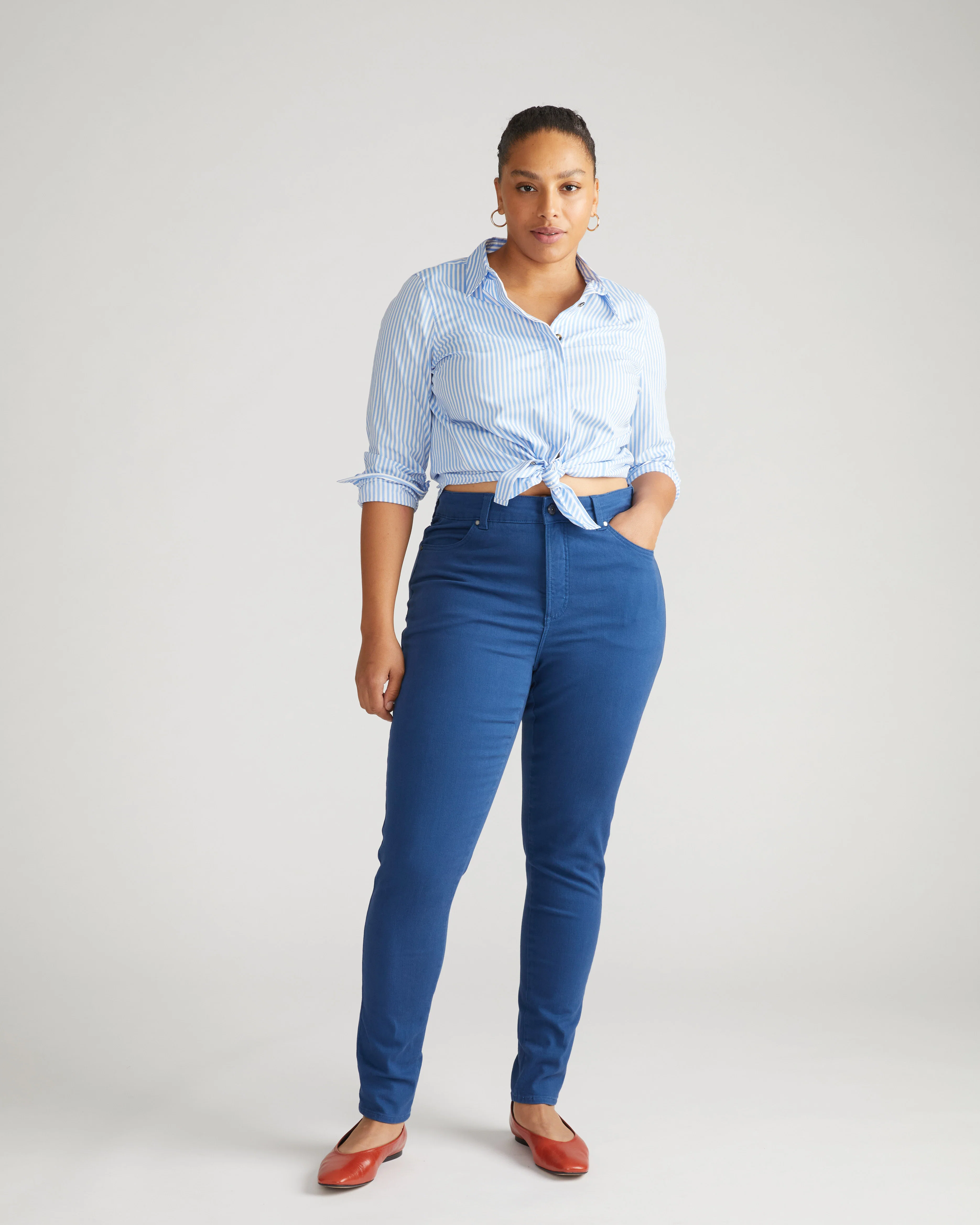 Seine High Rise Skinny Jeans 32 Inch - French Blue - Image 3