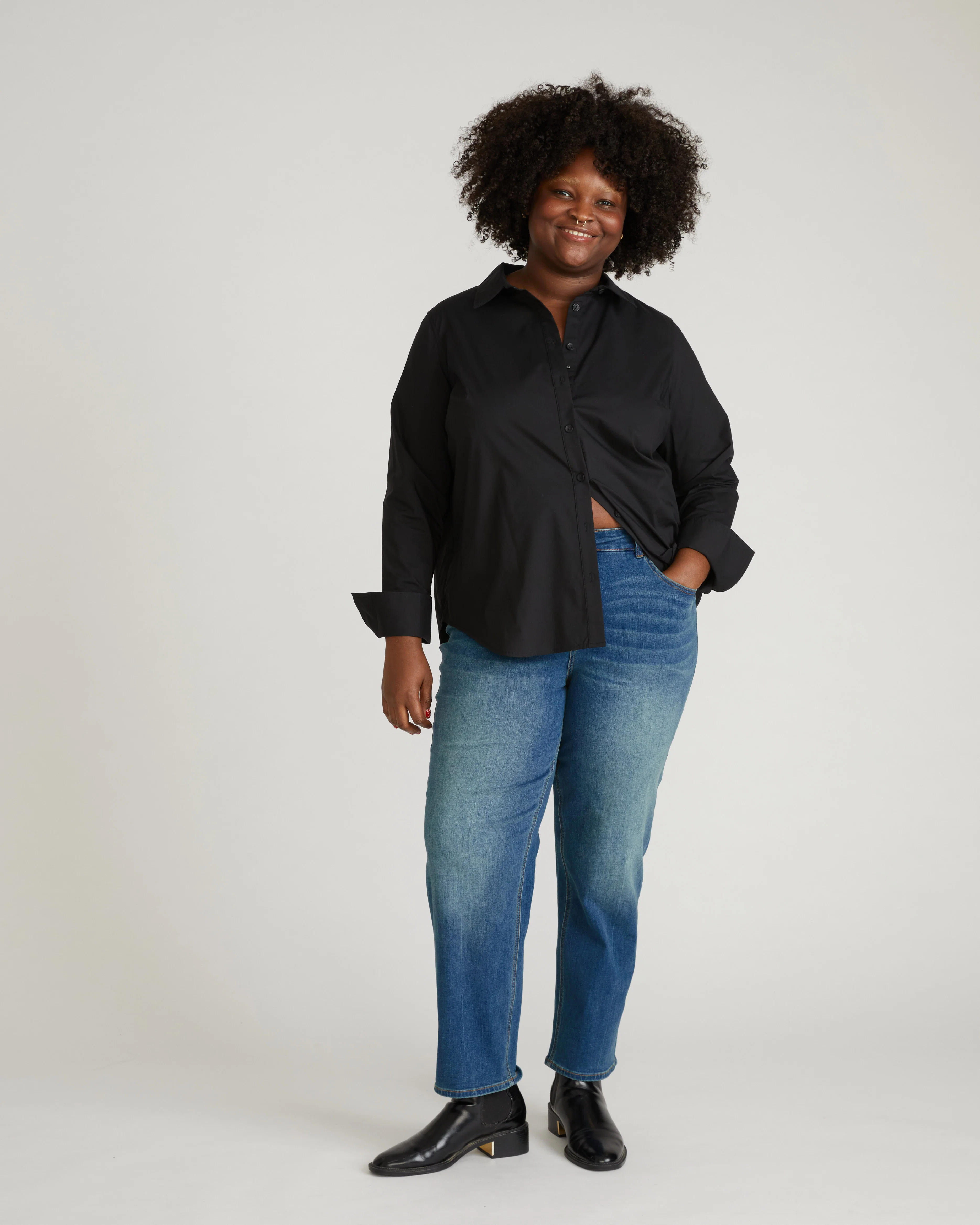 Seine High Rise Straight Leg Jean 29 Inch - Washed Vintage Indigo - Image 2