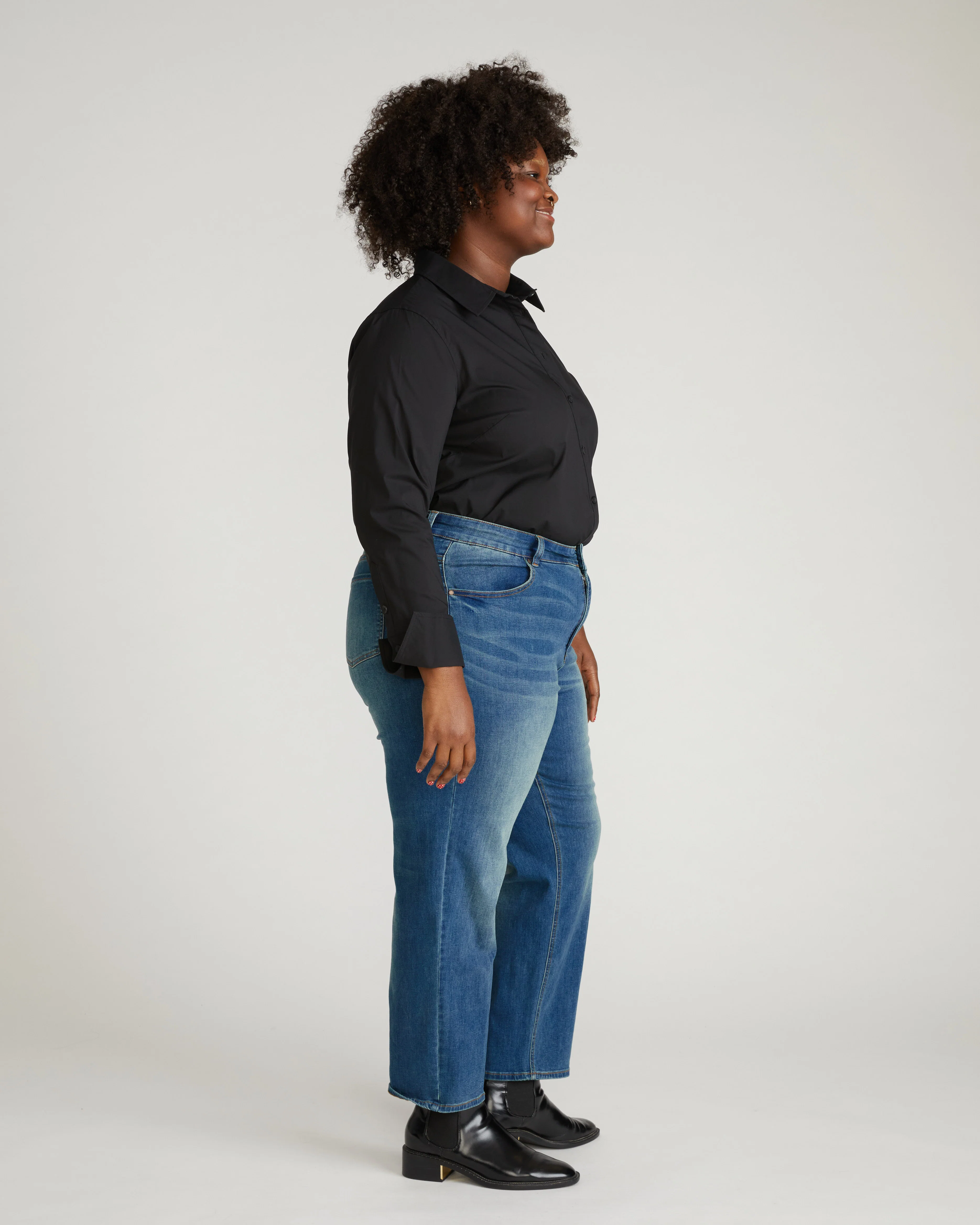 Seine High Rise Straight Leg Jean 29 Inch - Washed Vintage Indigo - Image 3