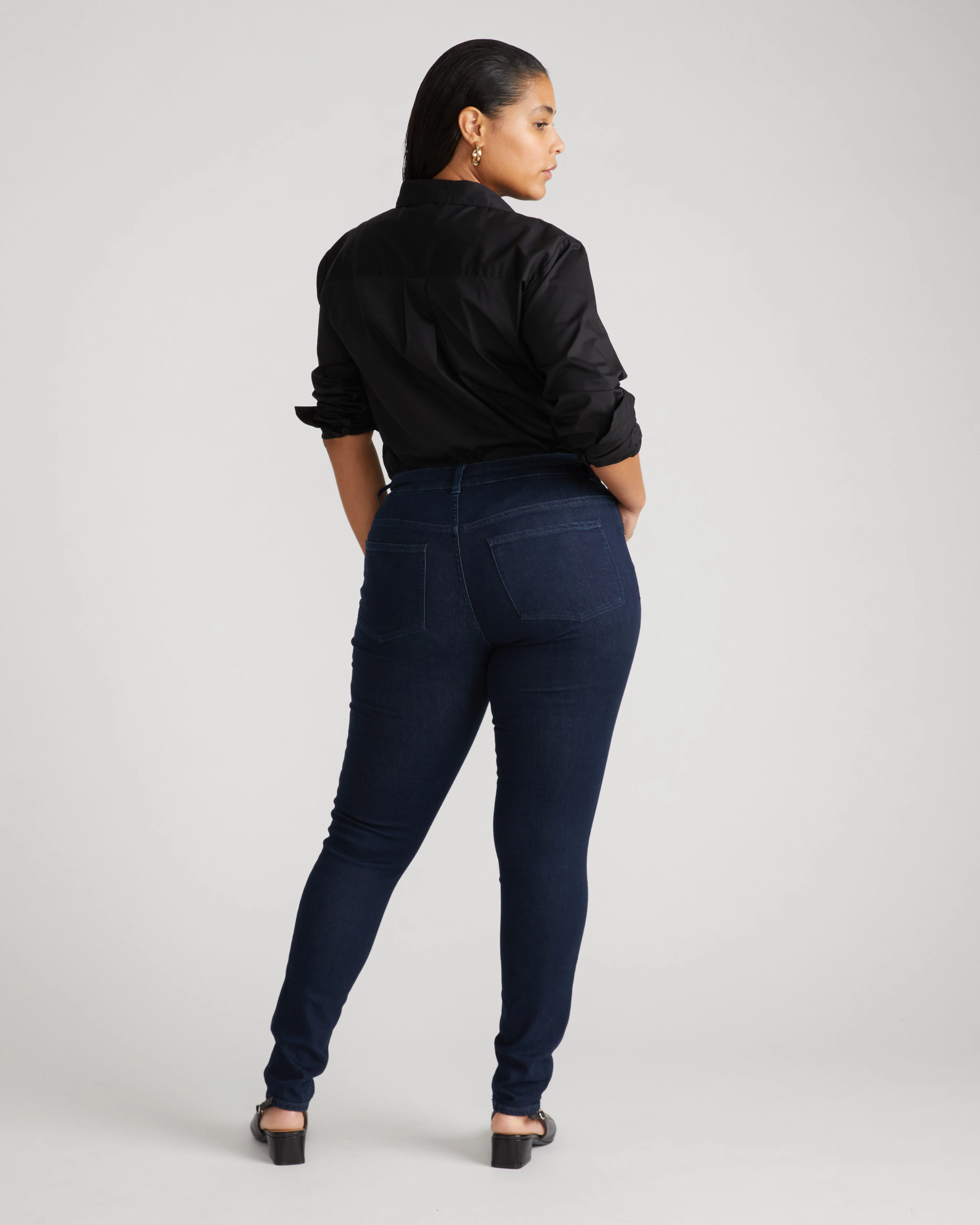Seine Mid Rise Skinny Jeans 32 Inch - Dark Indigo - Image 3
