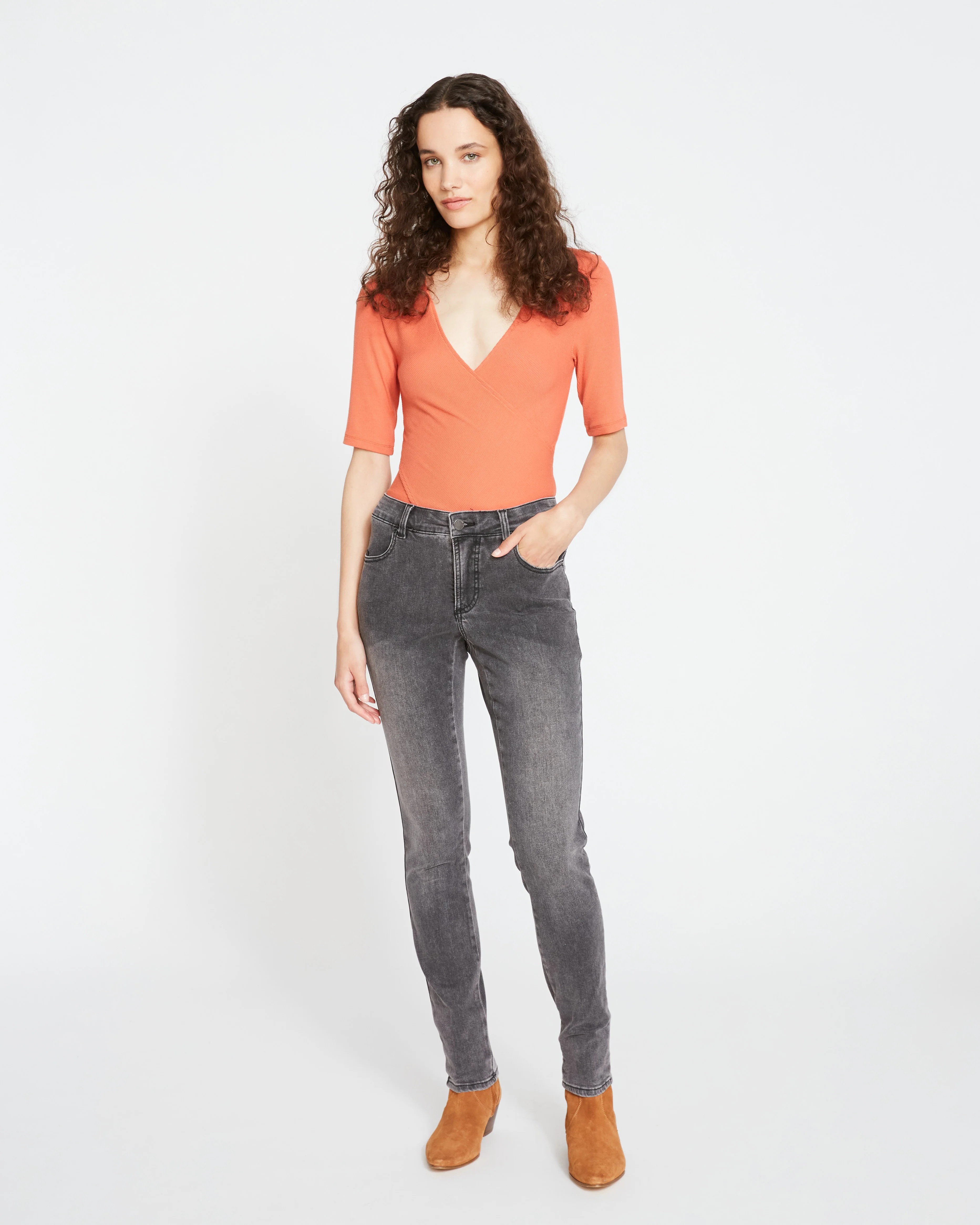 Seine Mid Rise Skinny Jeans 32 Inch - Distressed Black - Image 4