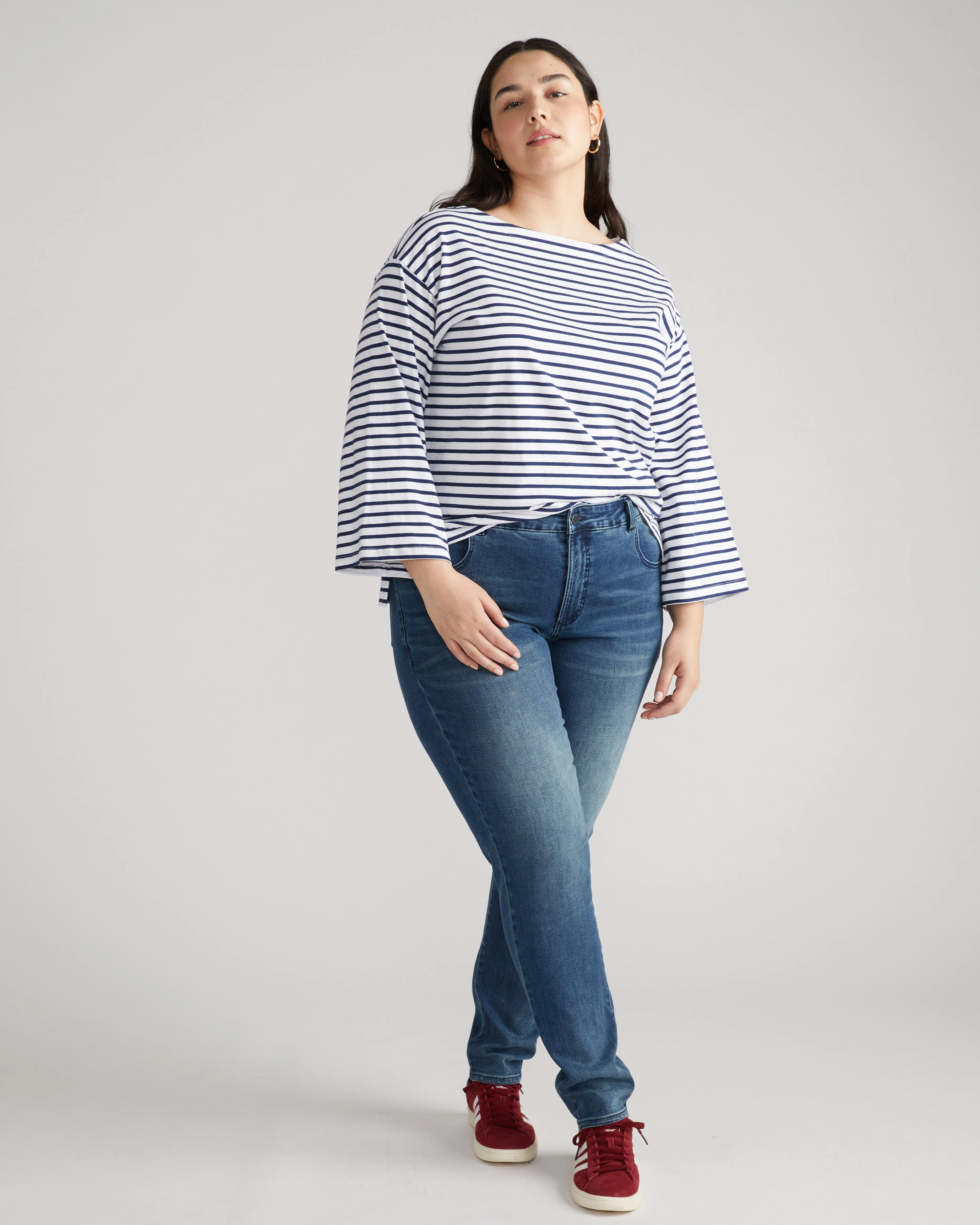 Seine Mid Rise Skinny Jeans 32 Inch - Distressed Blue - Image 3