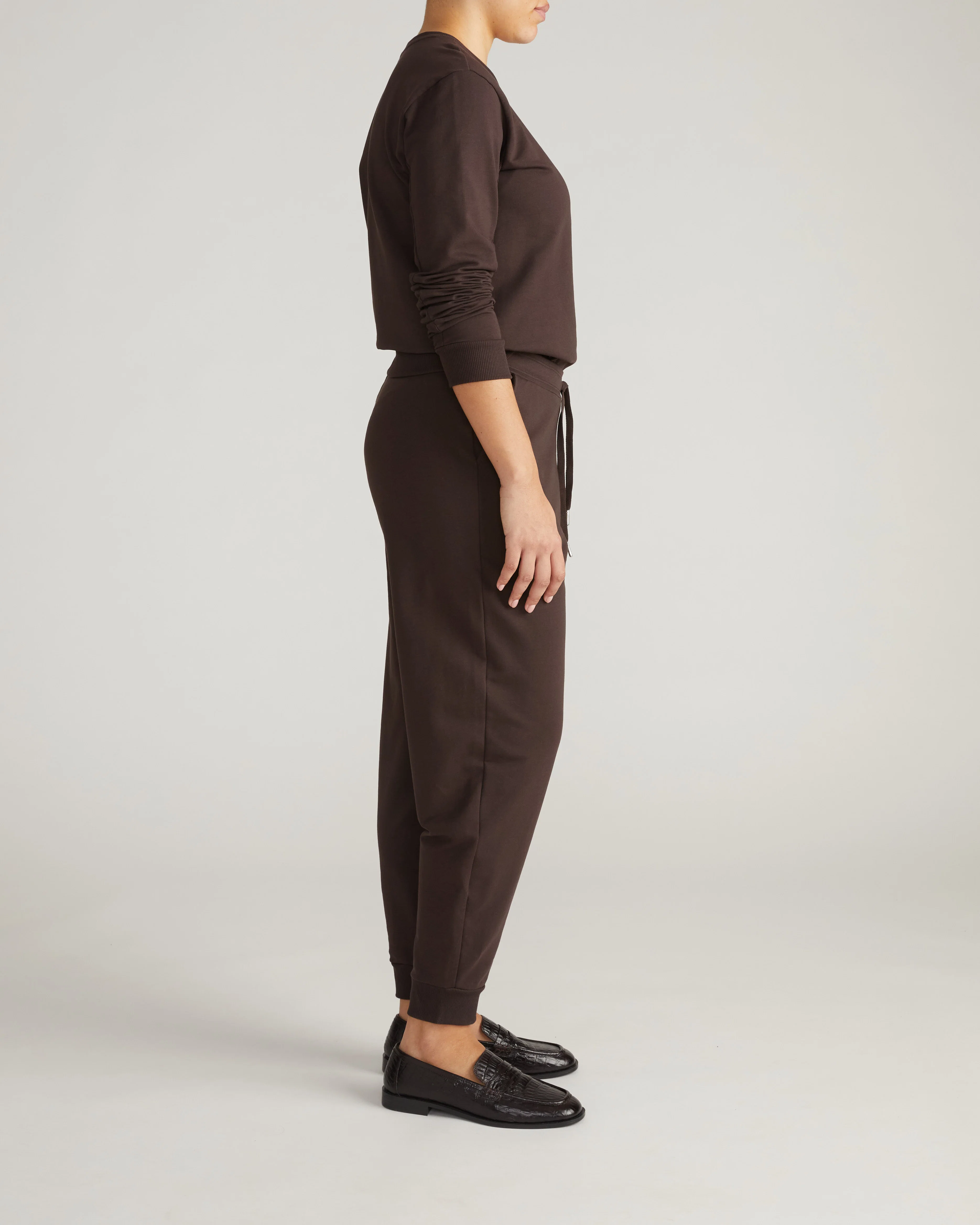 Selma French Terry Jogger - Deep Brown - Image 4