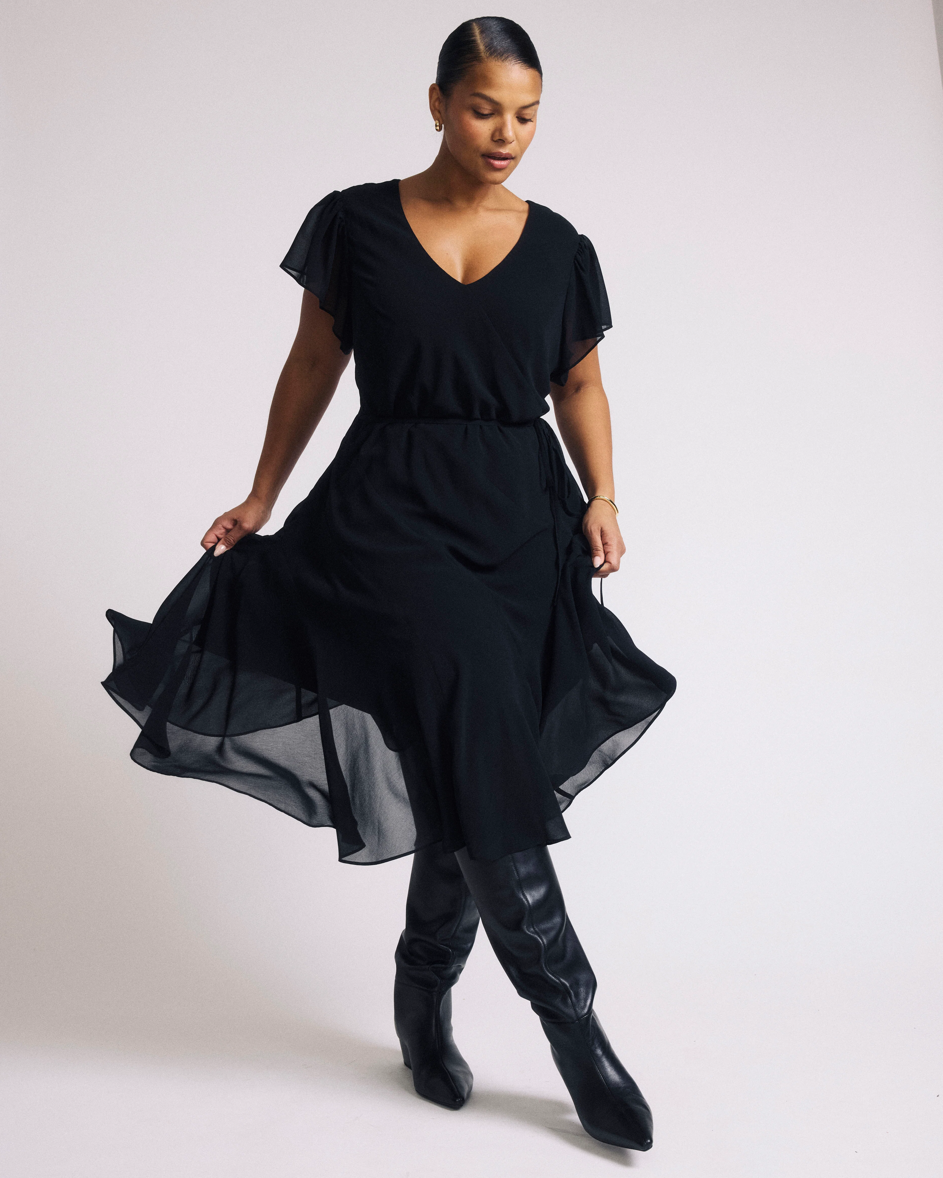 Seville Chiffon Dress - Black - Image 3