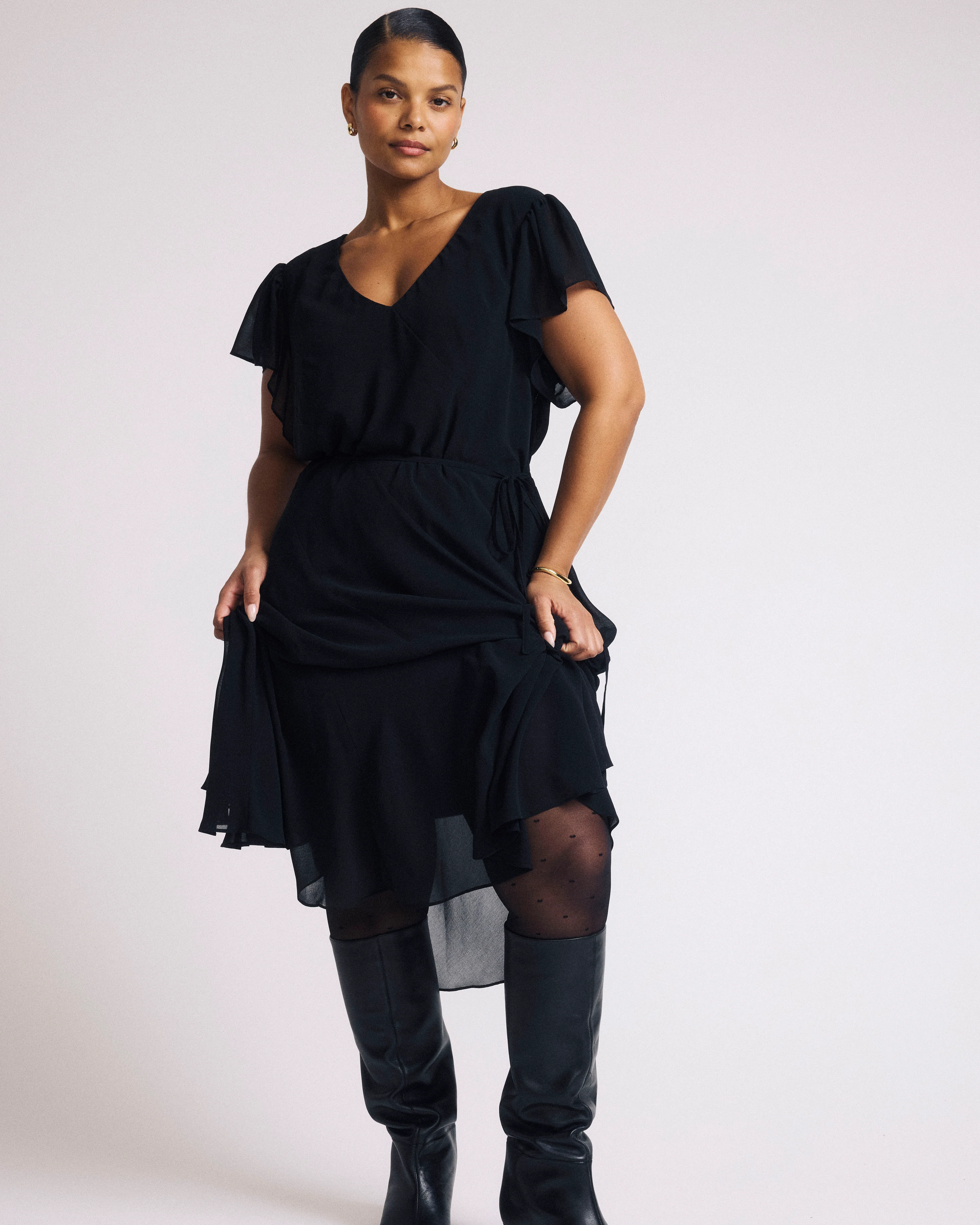 Seville Chiffon Dress - Black - Image 6