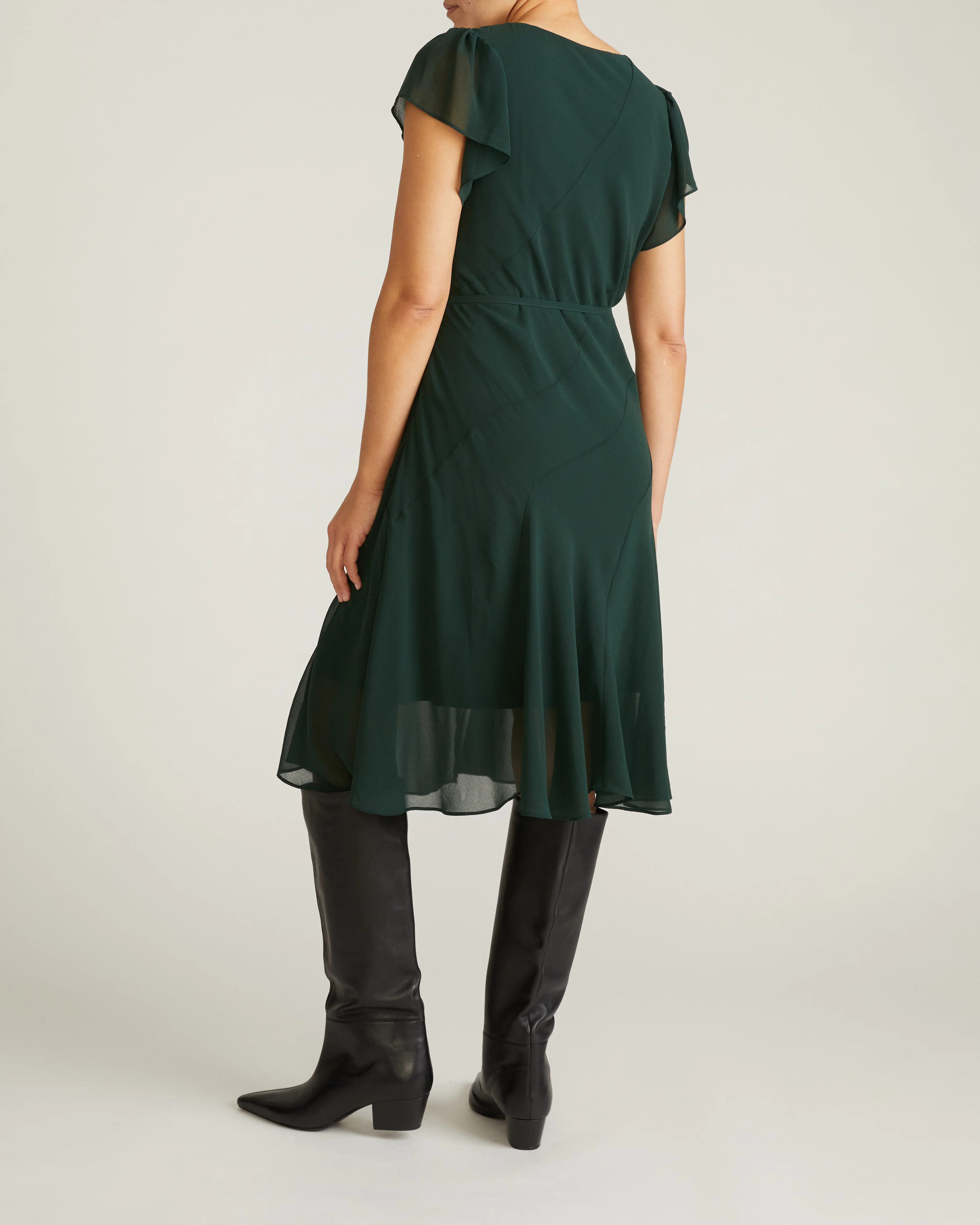 Seville Chiffon Dress - Forest Green - Image 5