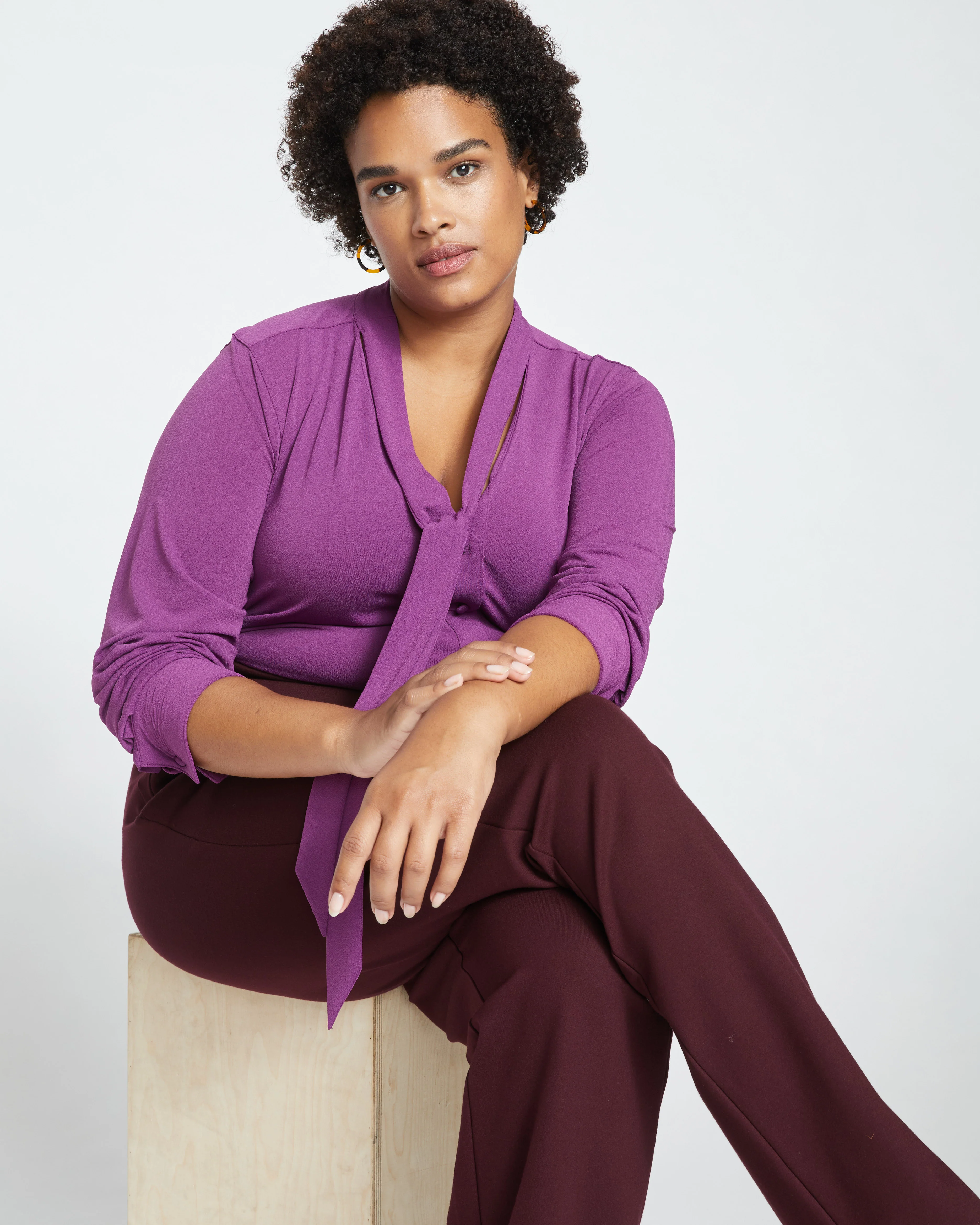 Smart Signature Ponte Pants Long - Black Cherry - Image 2