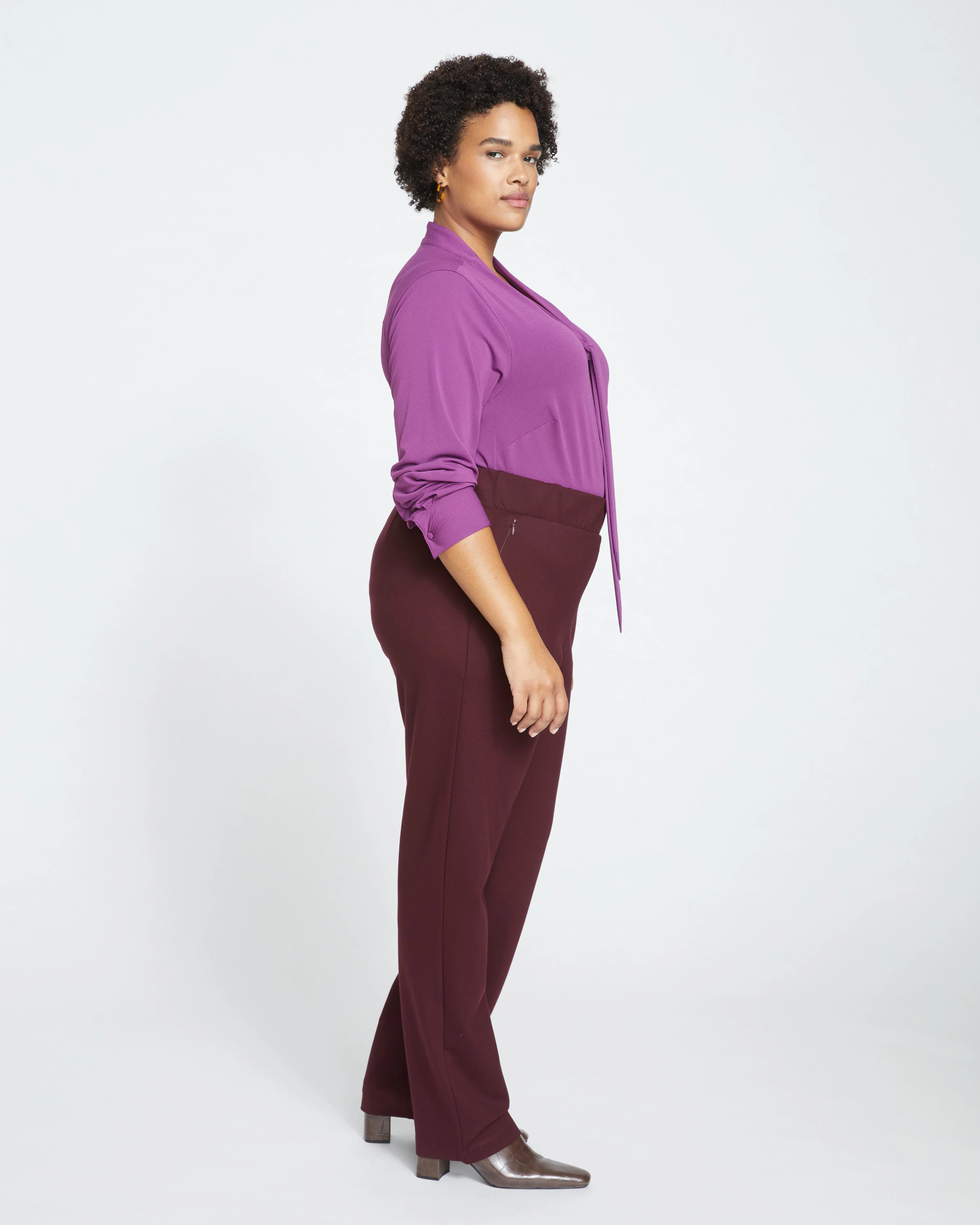 Smart Signature Ponte Pants Long - Black Cherry - Image 3