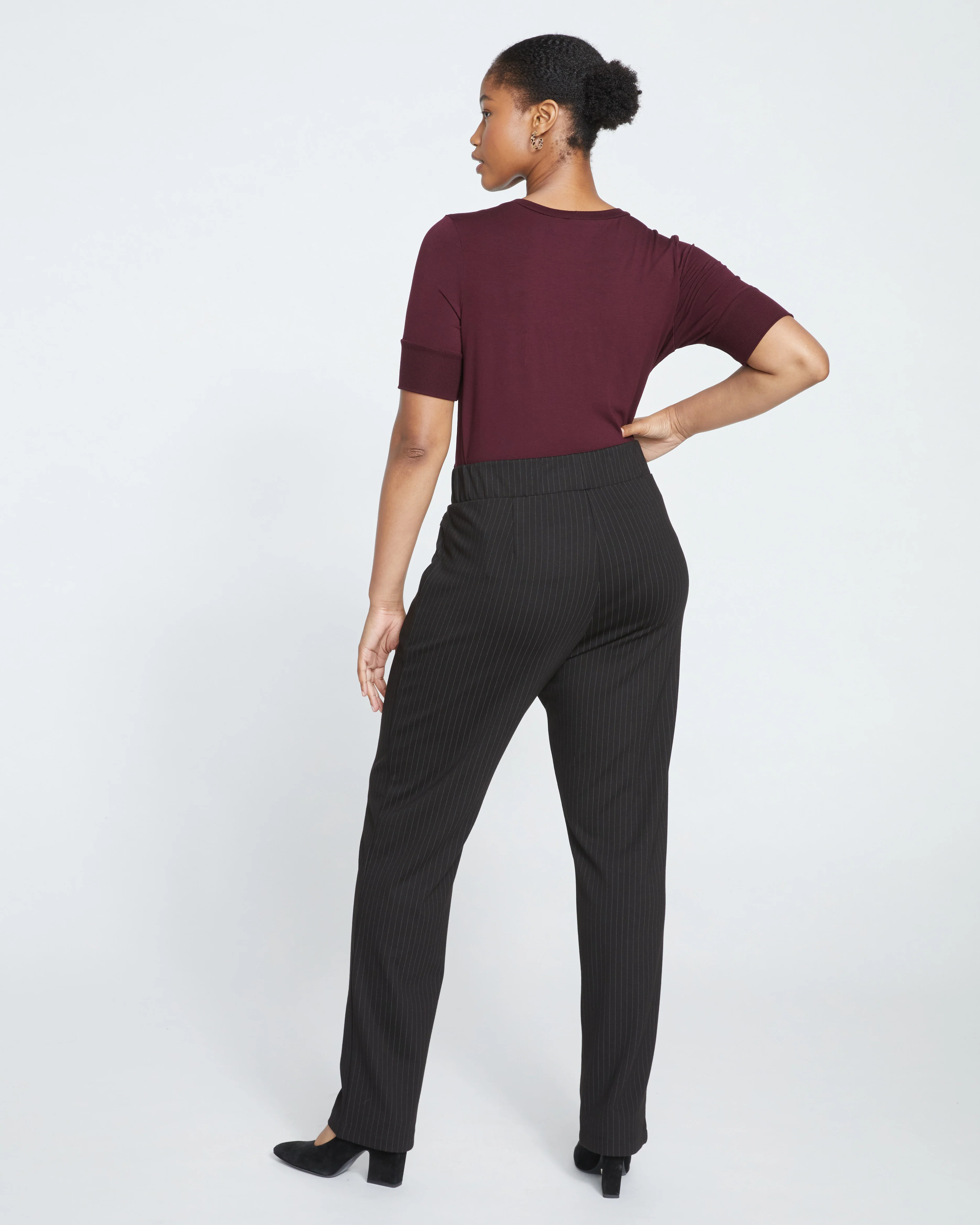 Smart Signature Ponte Pants Long - Slate Pinstripe - Image 4