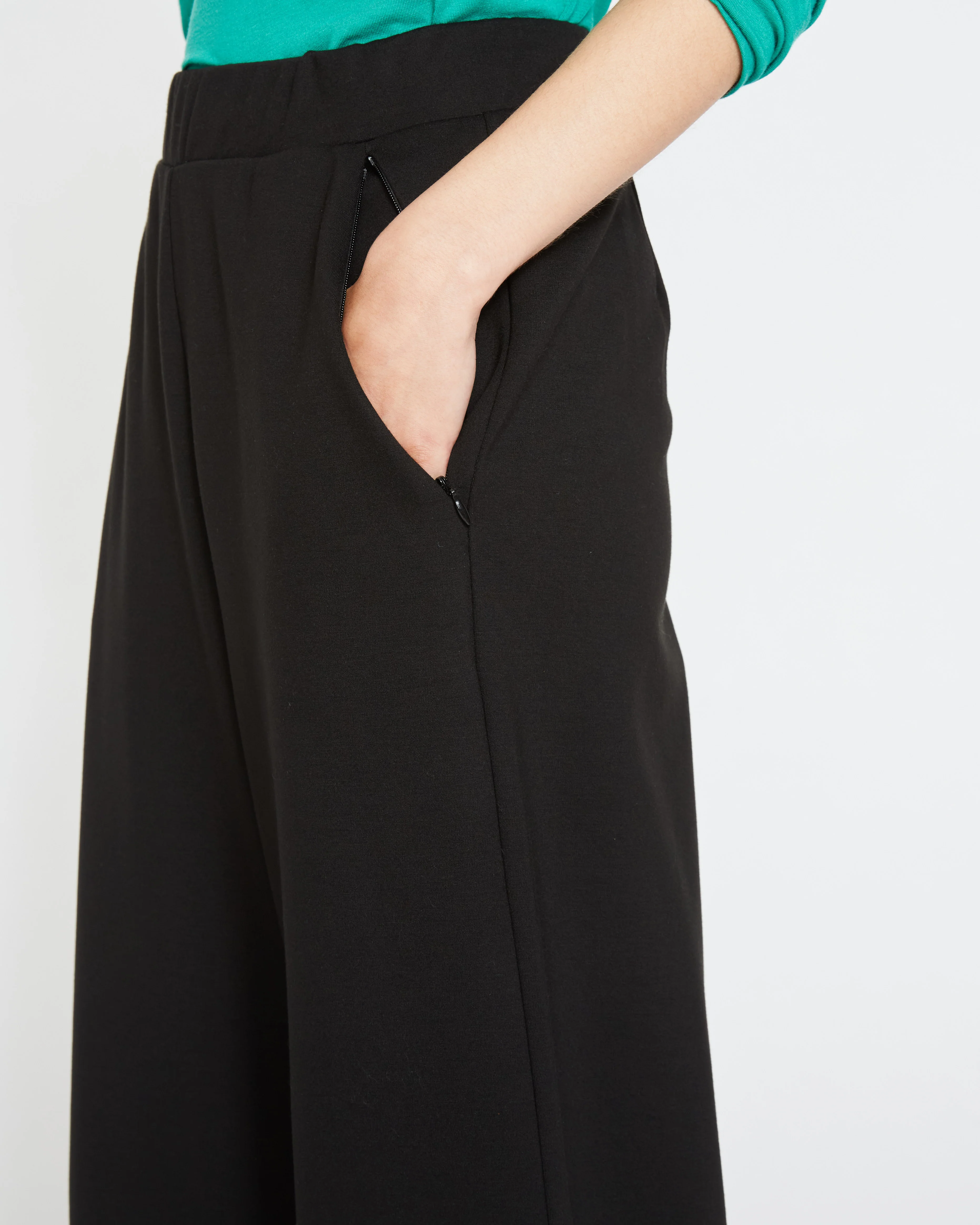Stephanie Wide Leg Ponte Pants - Black - Image 3