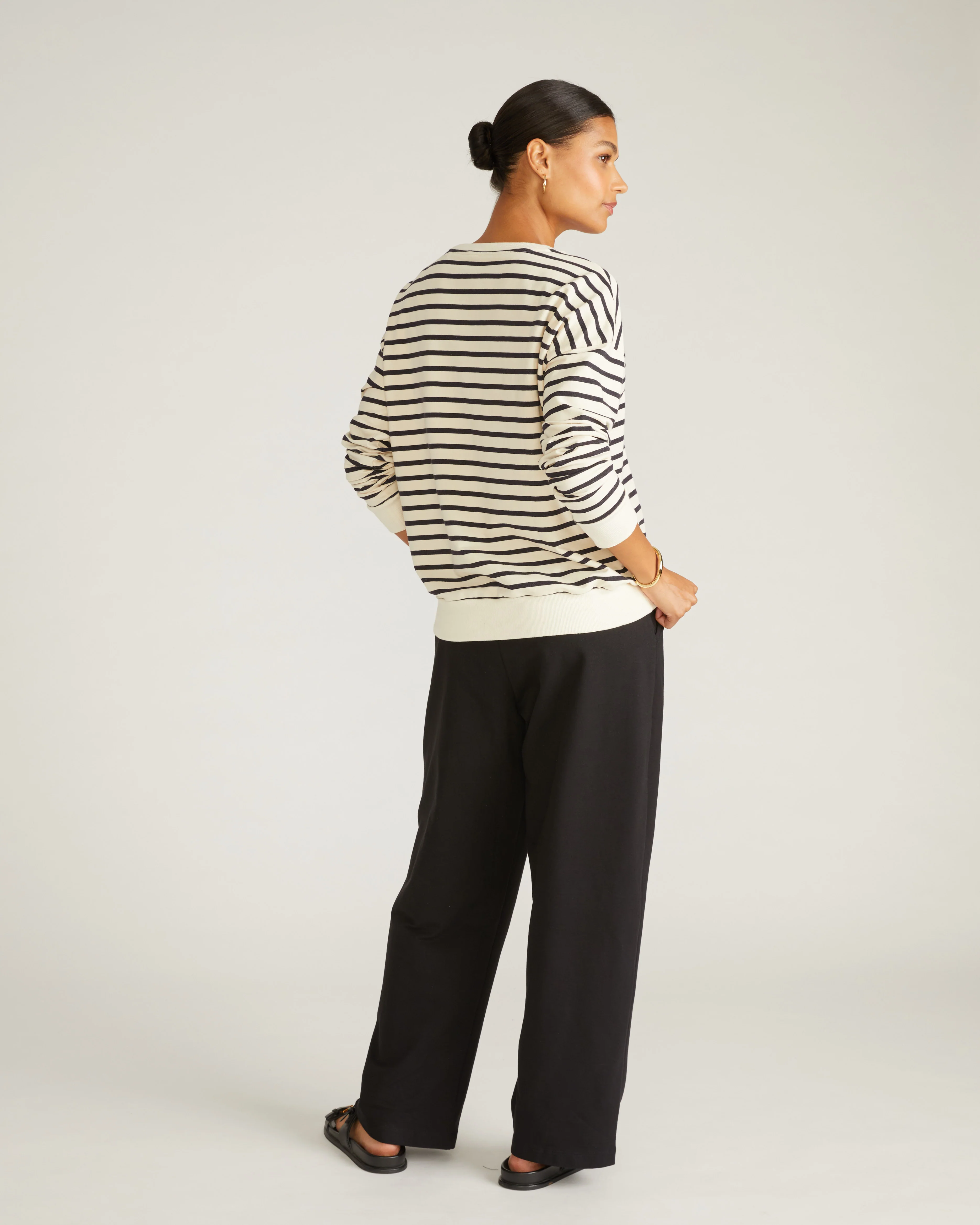 Straight Leg French Terry Sweatpants - Black - Image 3