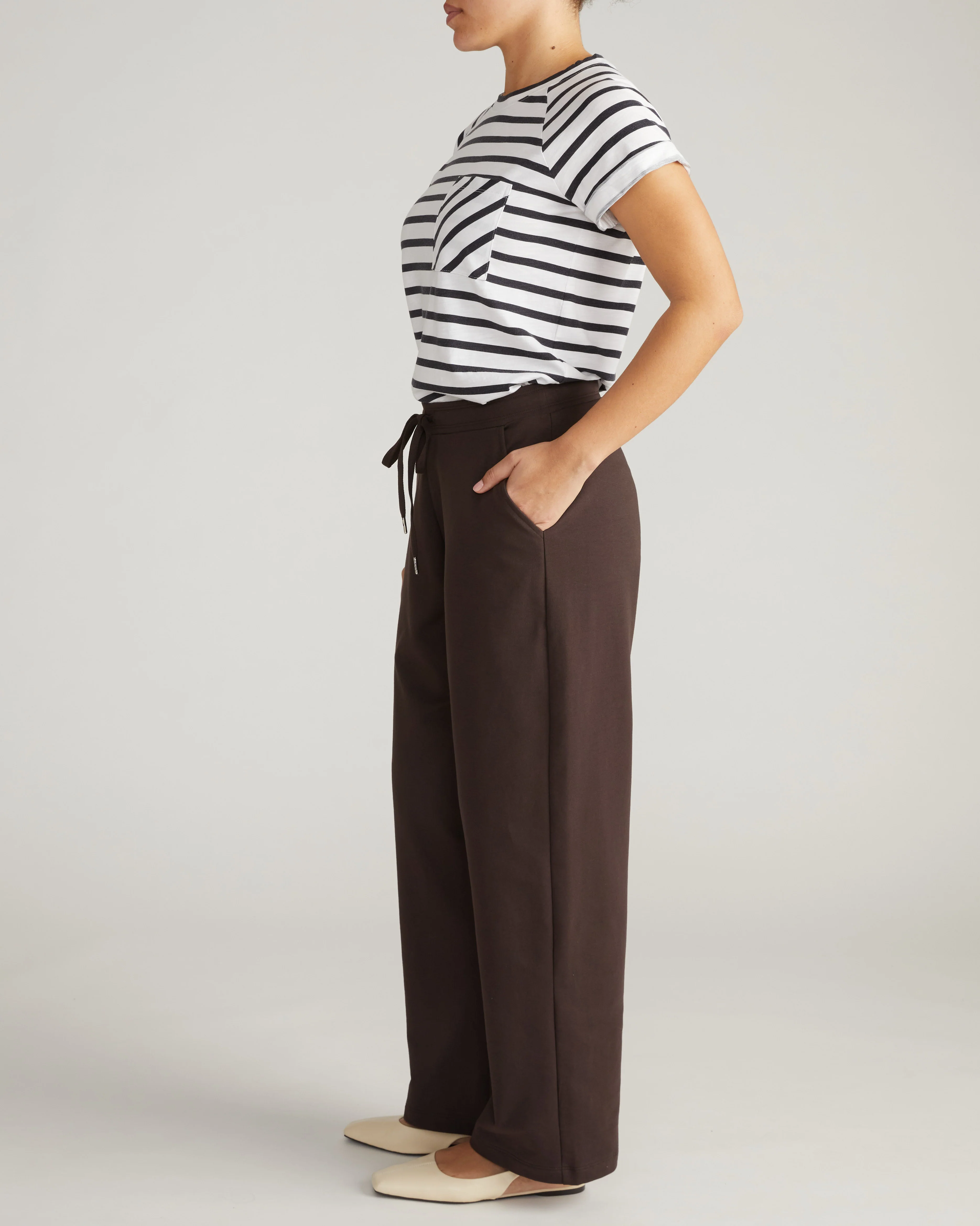 Straight Leg French Terry Sweatpants - Deep Brown - Image 5