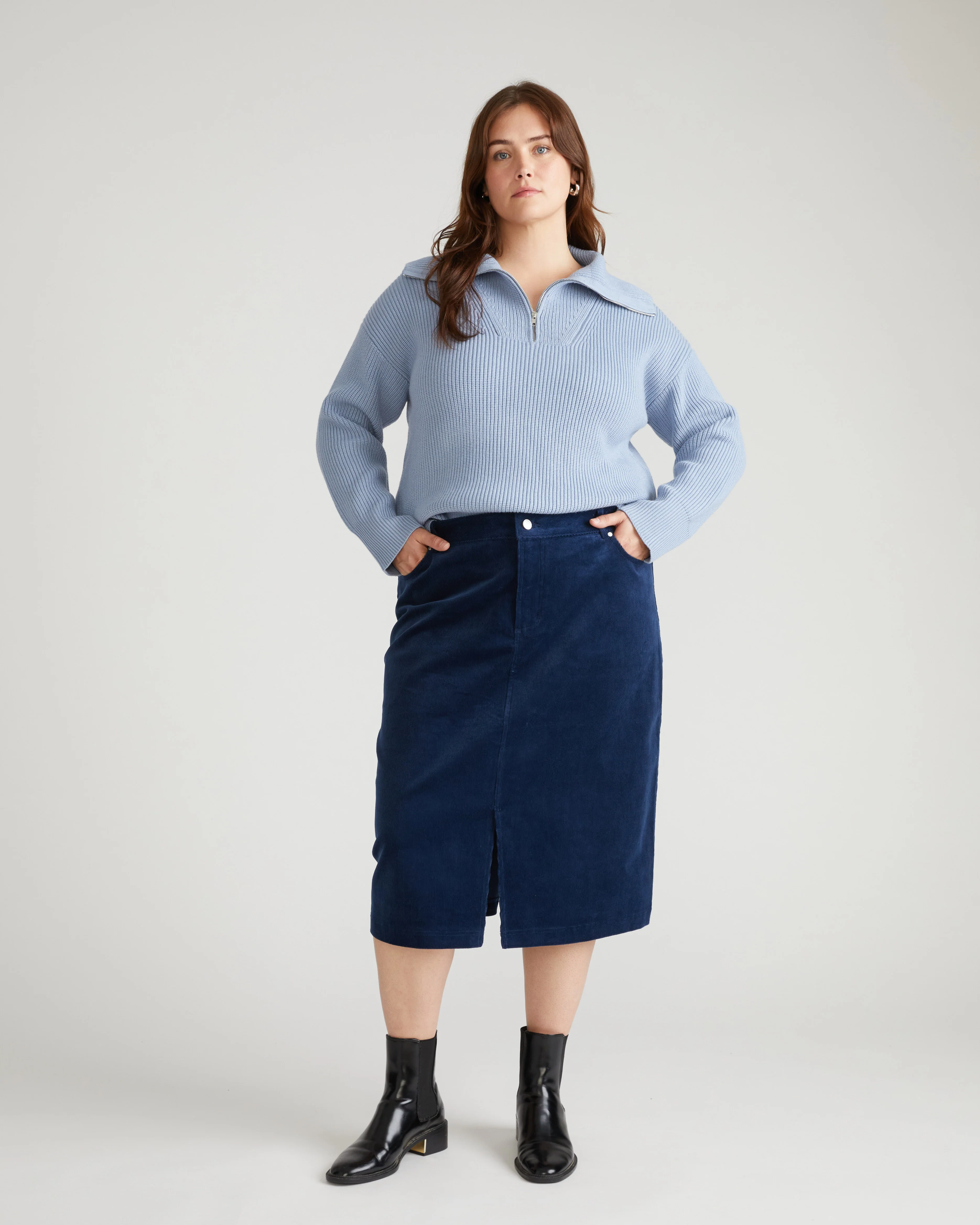 Brenda Zip Sweater - Blue Grey - Image 3