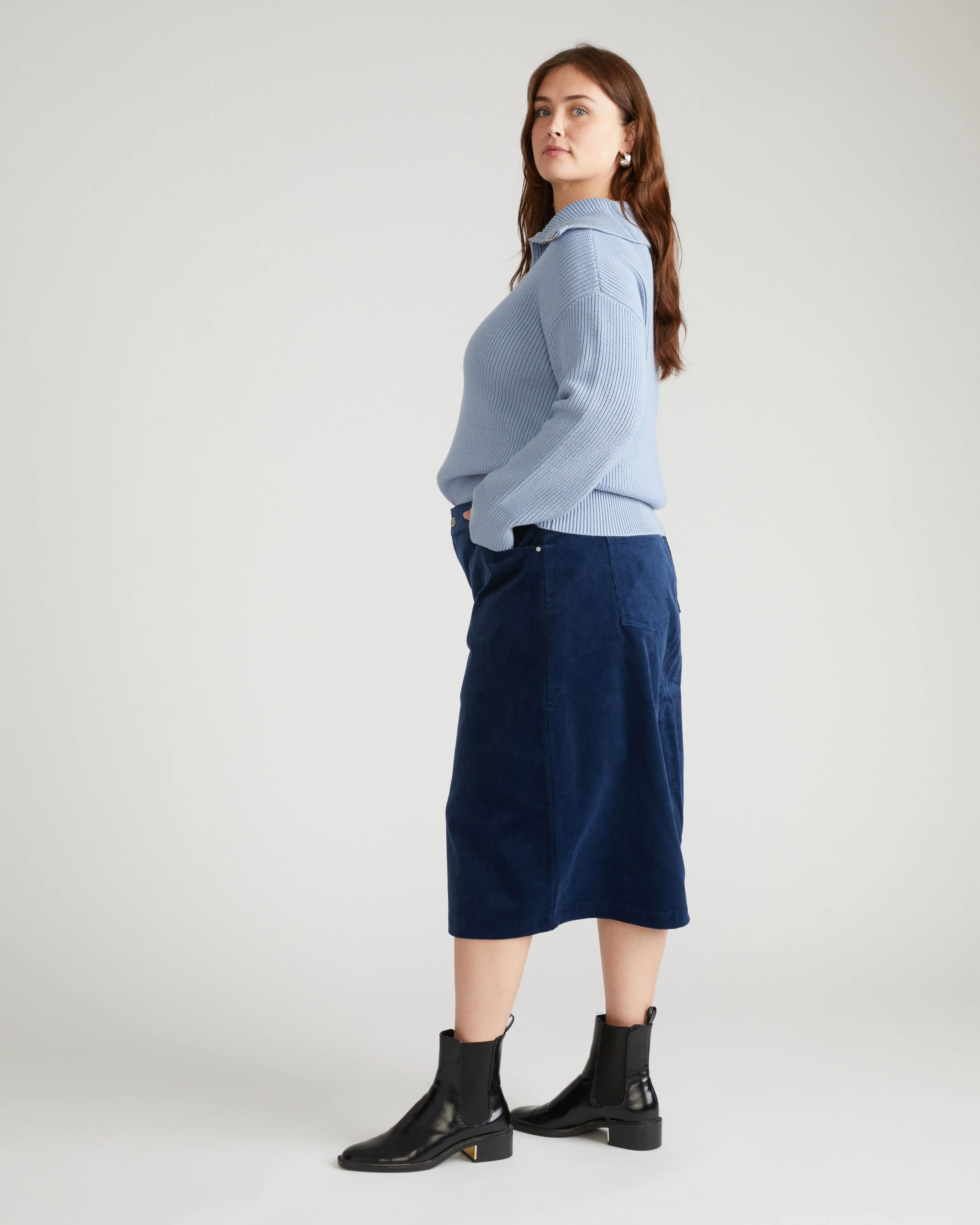 Brenda Zip Sweater - Blue Grey - Image 4
