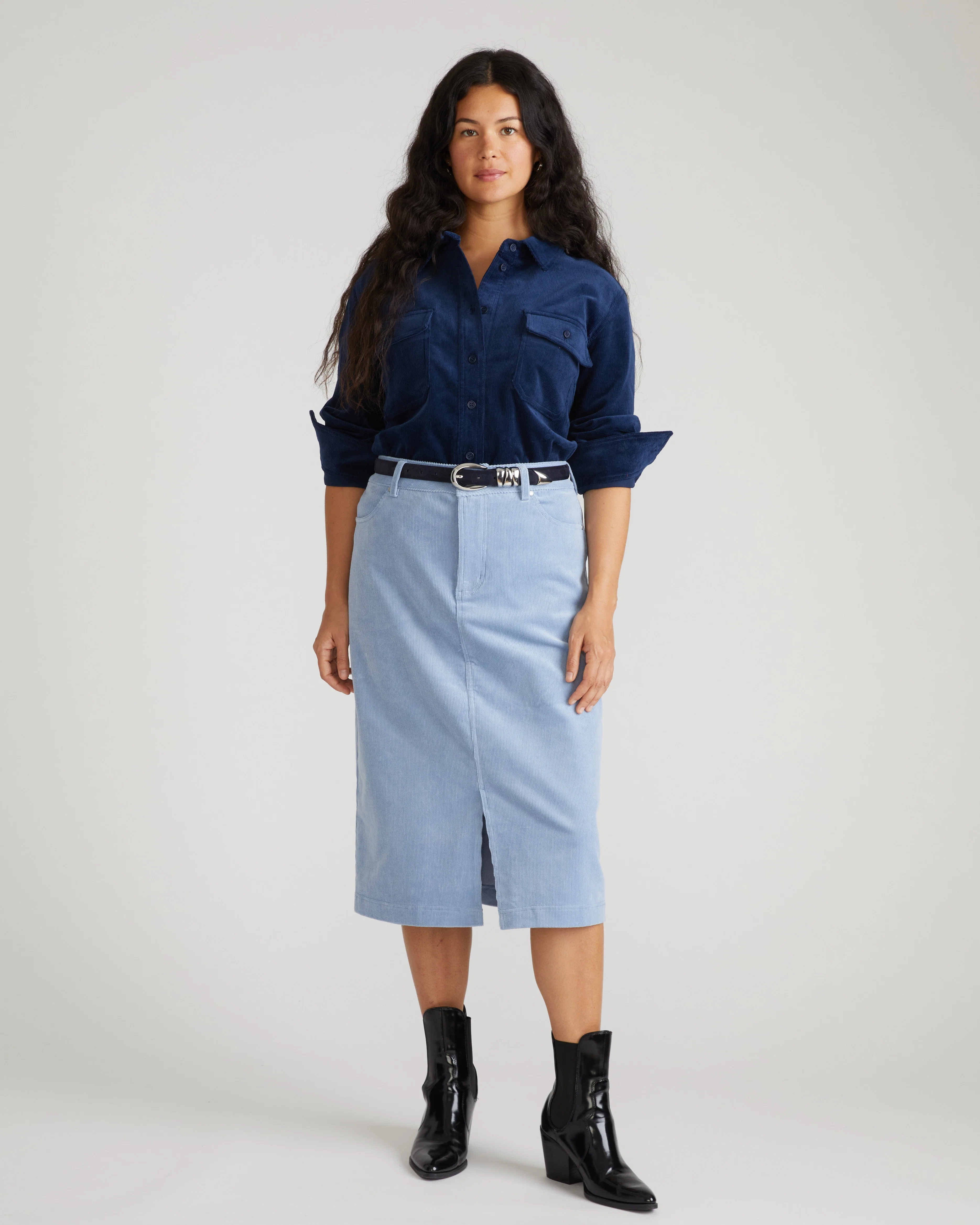 Suzi Corduroy Skirt - Washed Rain - Image 5