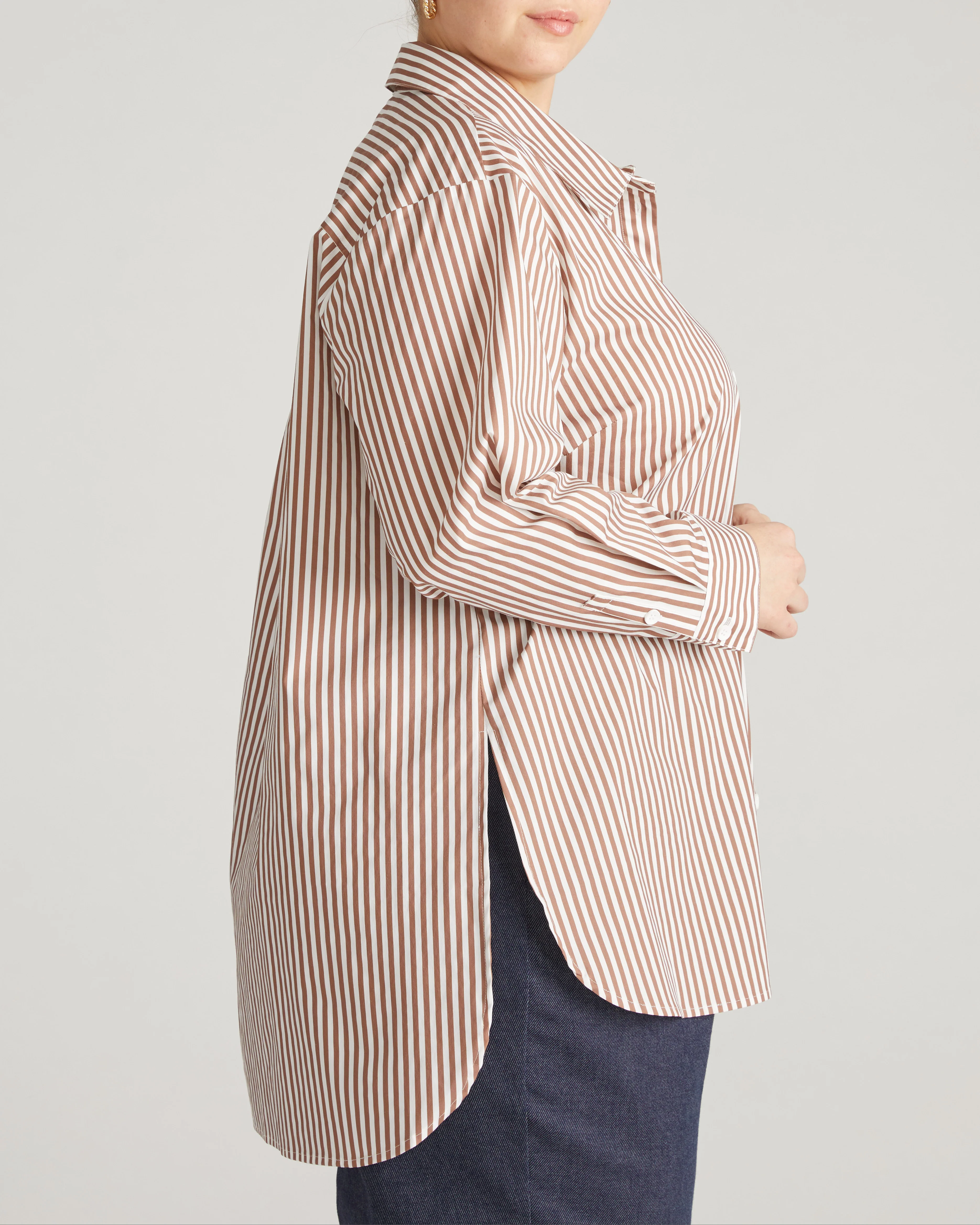 The Artist Poplin Shirt - Allspice/White Stripe - Image 3