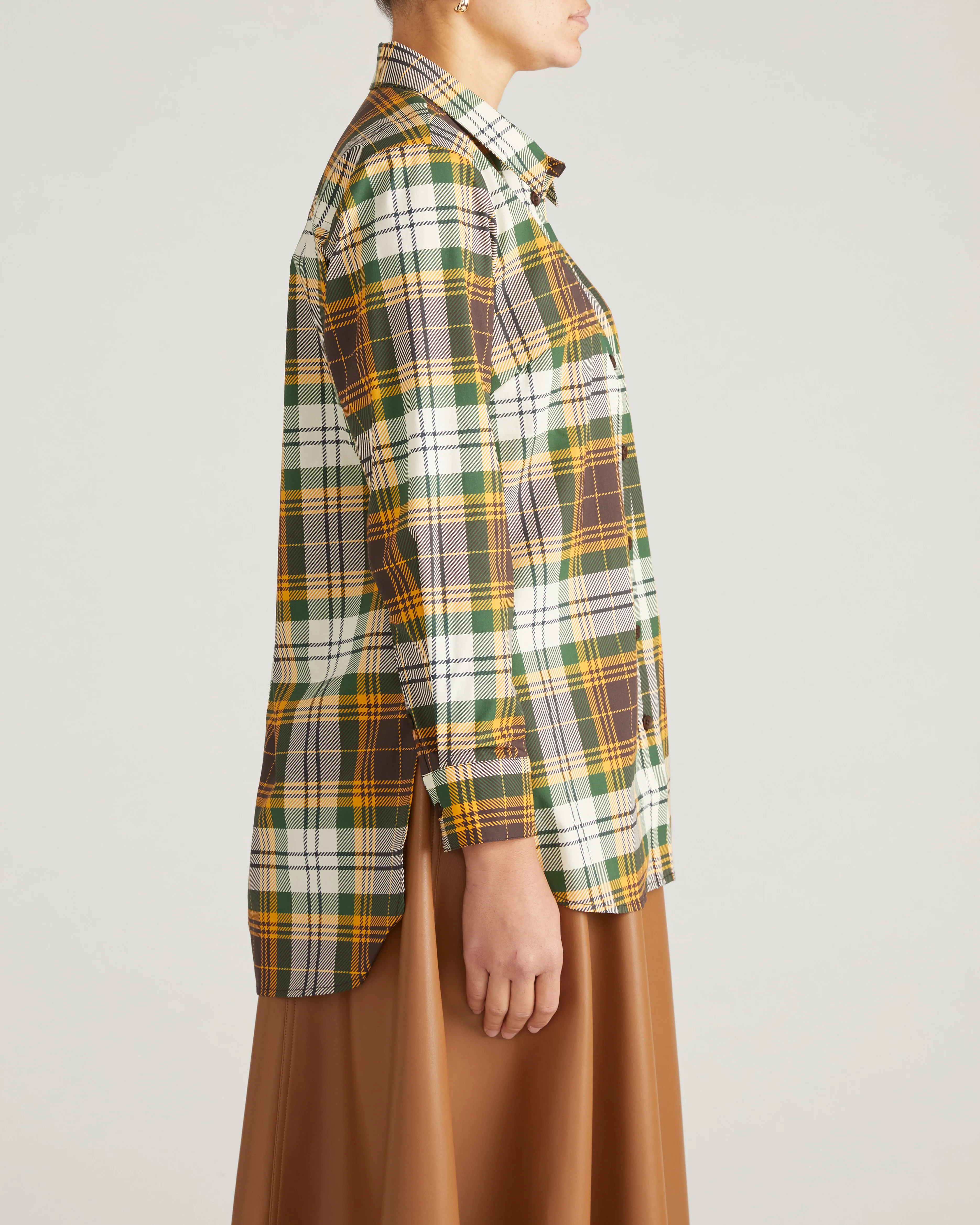 The Artist Poplin Shirt - Brown Plaid - Image 3