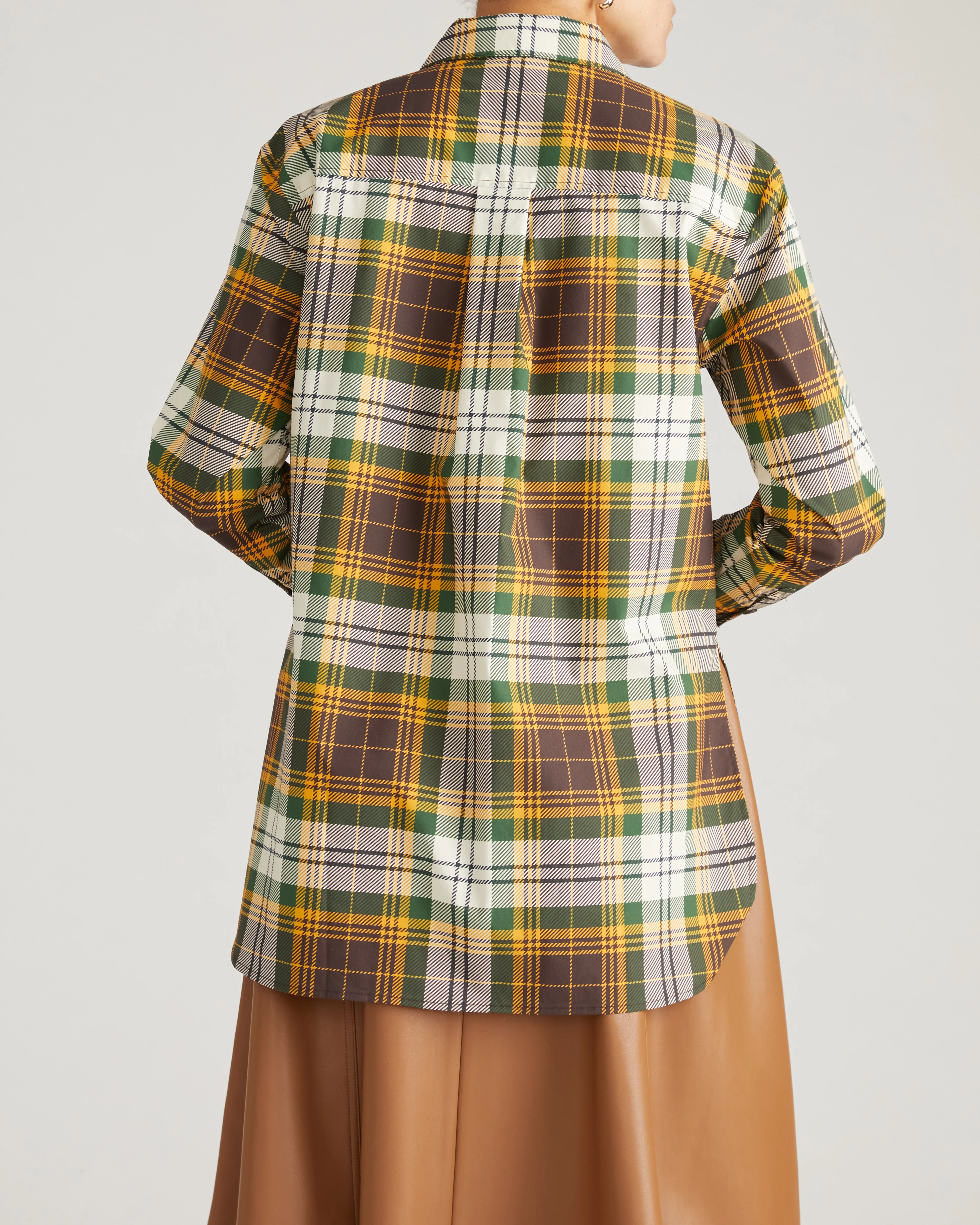 The Artist Poplin Shirt - Brown Plaid - Image 4