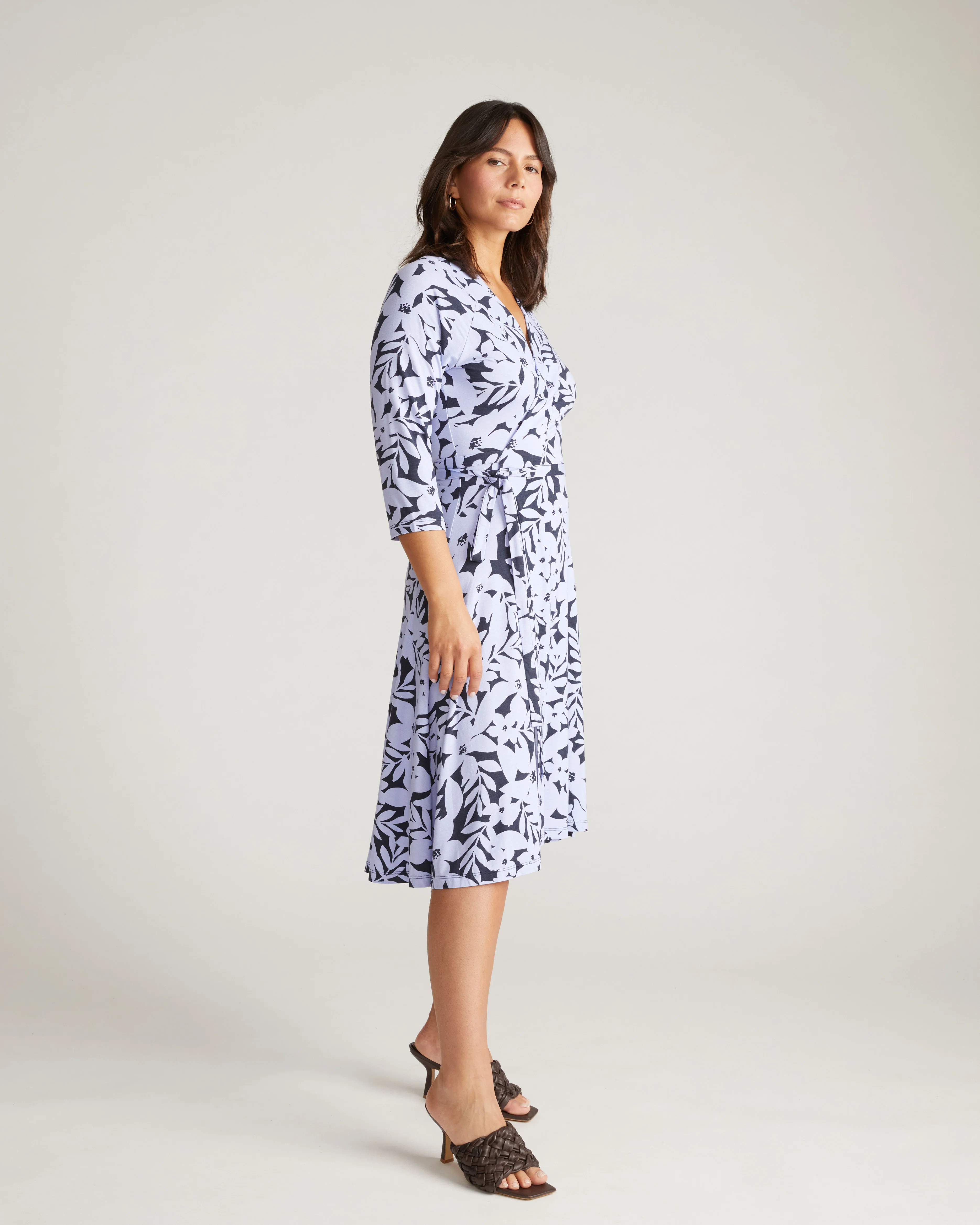The Divine Jersey Wrap Dress - Petal Palette Print in Jacaranda - Image 2