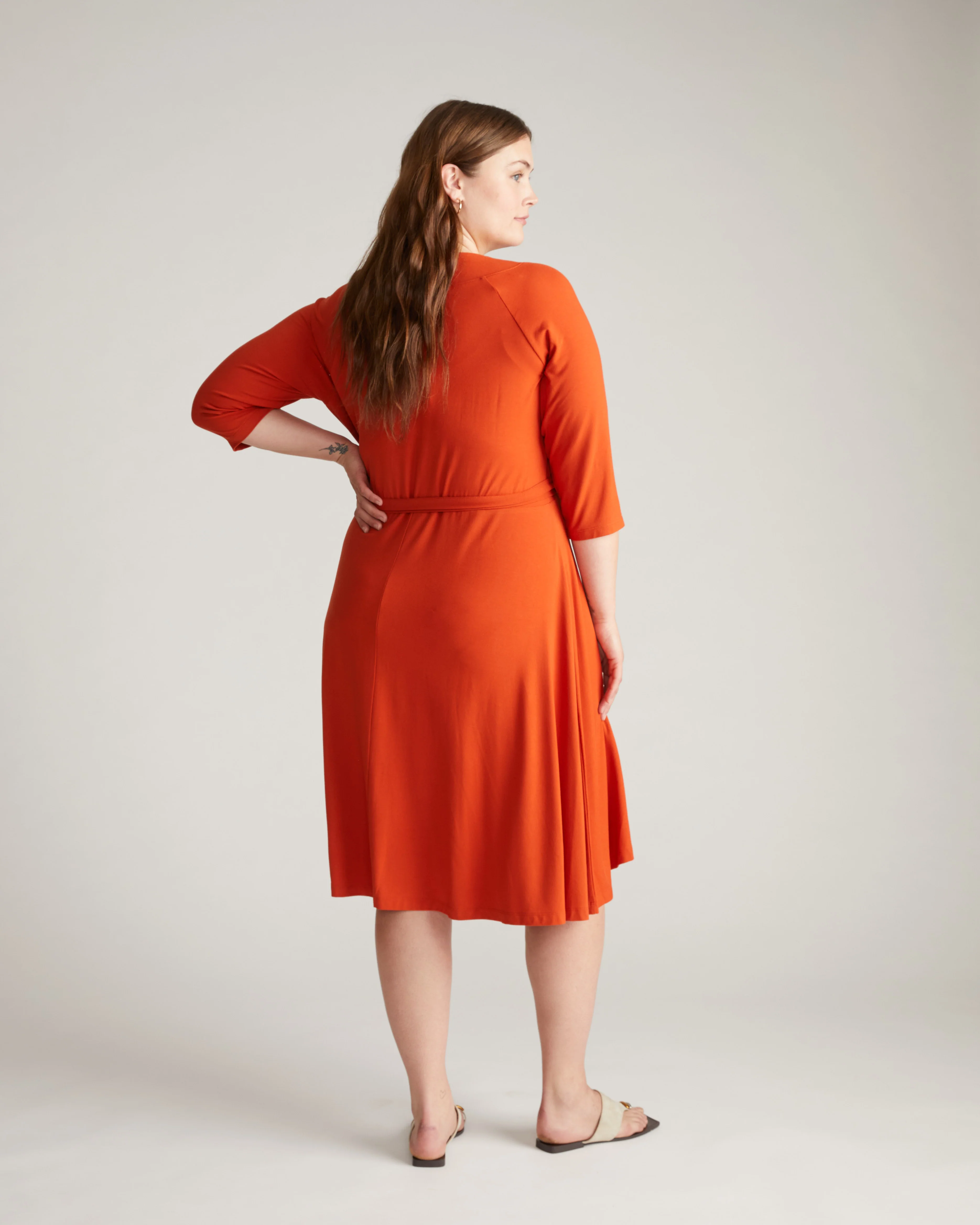 The Divine Jersey Wrap Dress - Warm Russet - Image 3